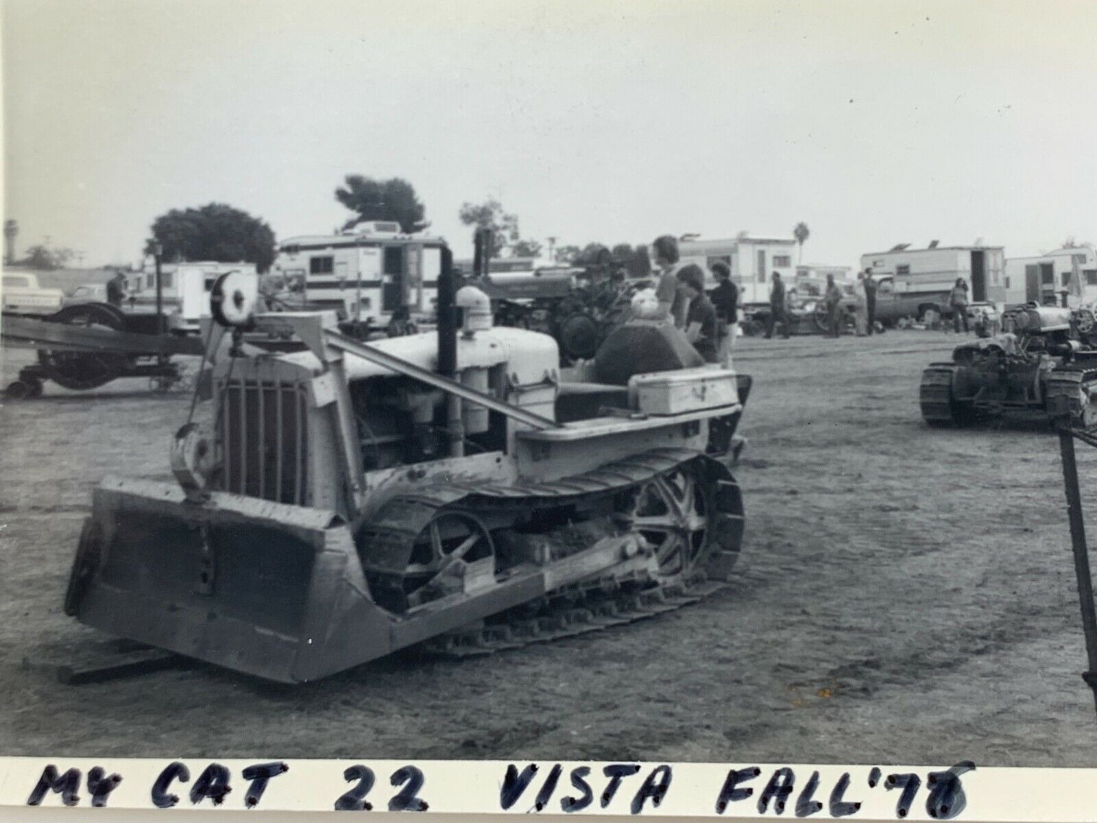 AgF) Found Photo Photograph CAT 22 Old Tractor Vista California 1976 B&W