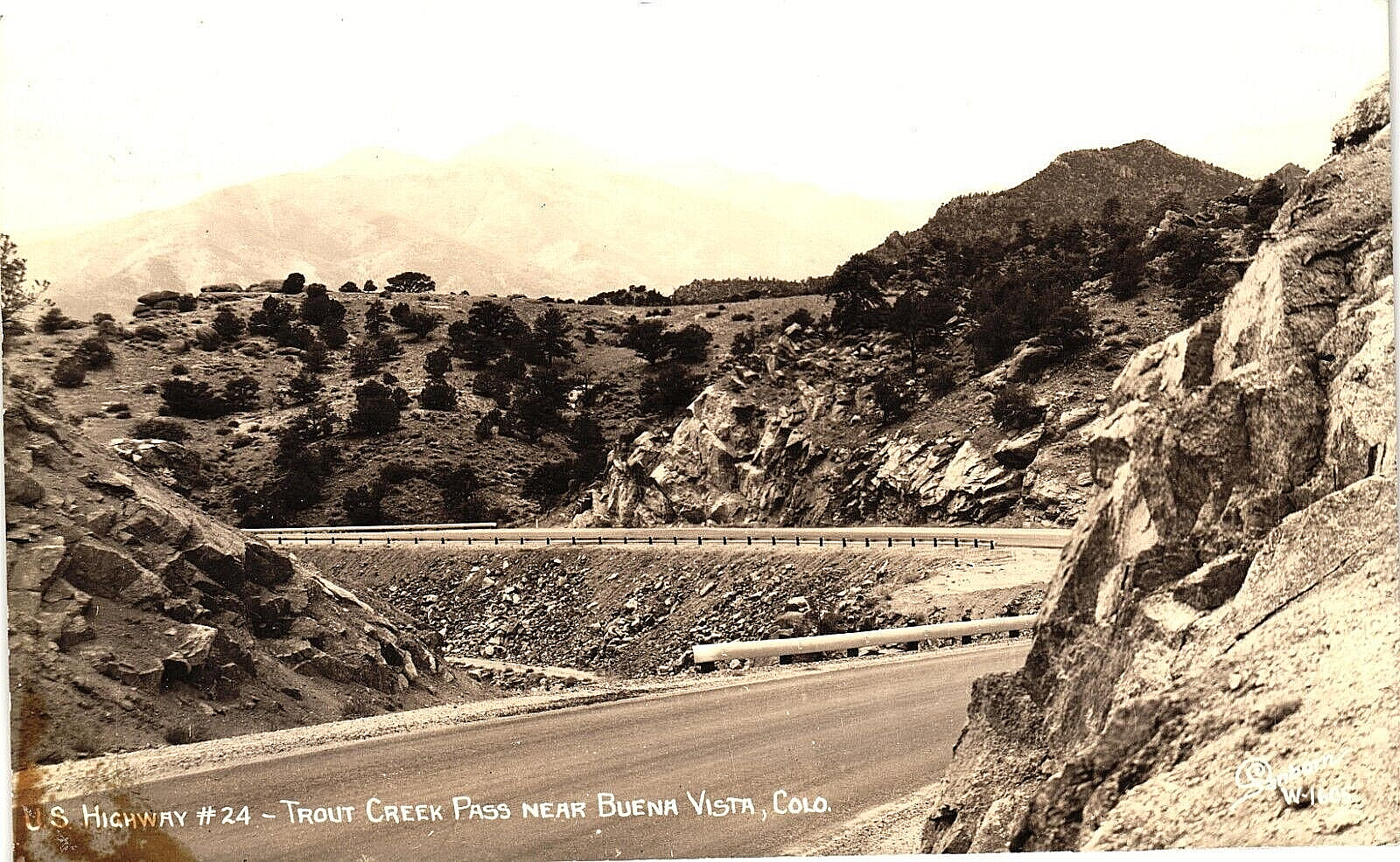 RPPC Real Photo Antique Postcard US Hwy 24 Buena Vista CA Undivided Back