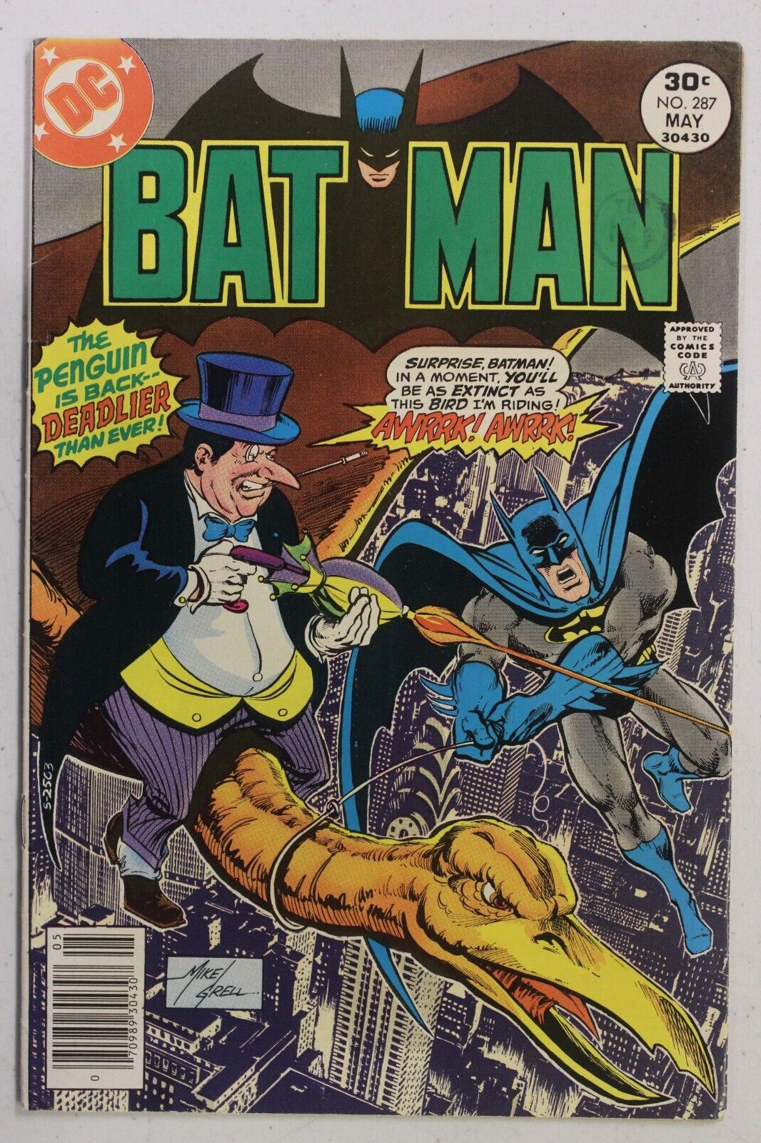 Batman #287 FN Mid Grade DC Comics 1977 Bronze Age Mike Grell Penguin Cover