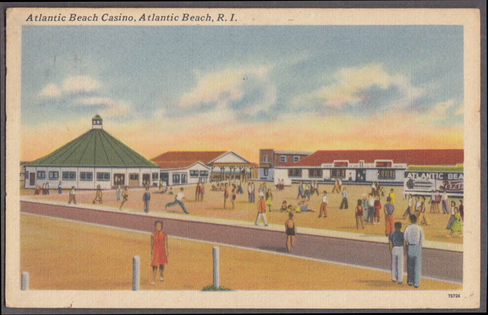 Atlantic Beach Casino at Atlantic Beach RI postcard 1954