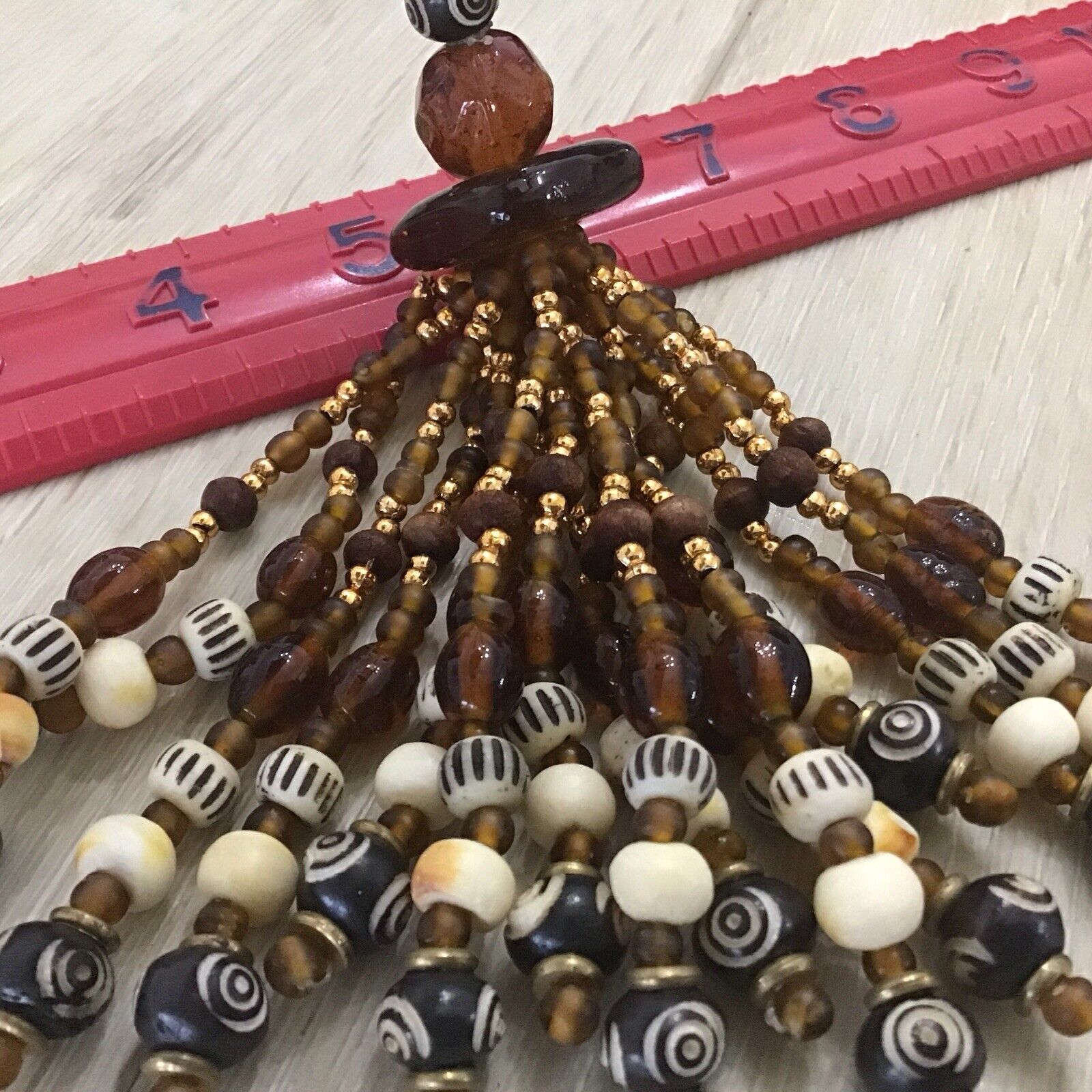 Amber Rosary  Prayer Bead Heavy Vintage Glass Tassel