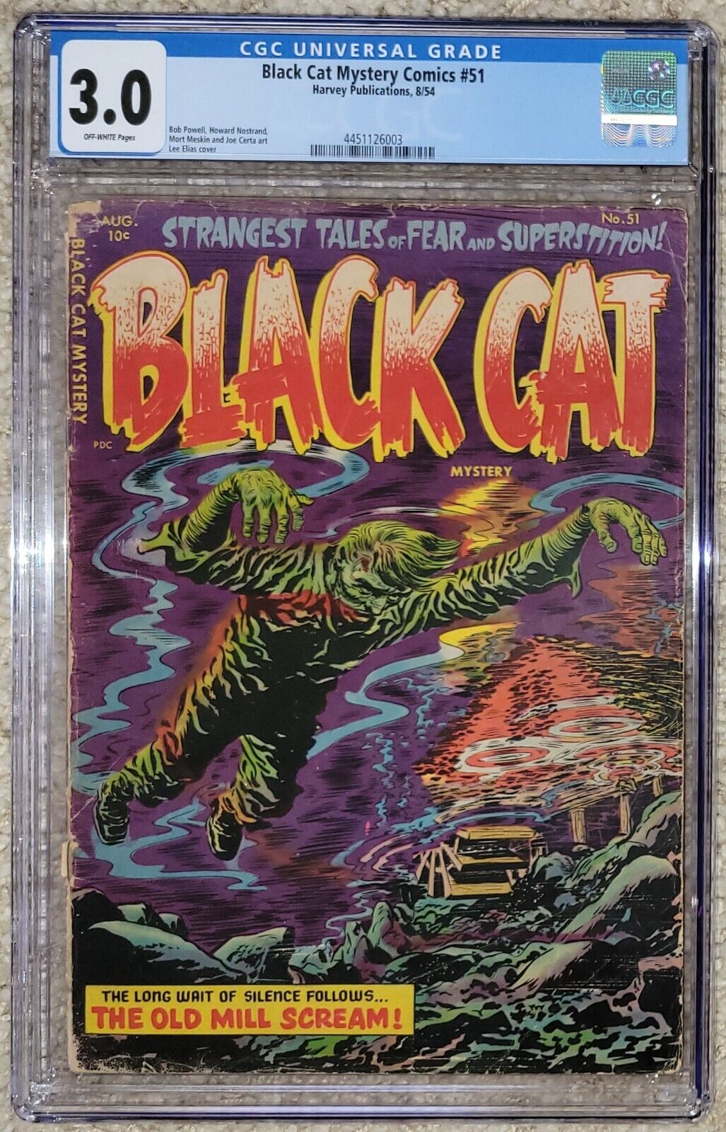 Black Cat Mystery Comics #51 CGC 3.0 OW Pages - 1954 - Harvey Publications - PCH