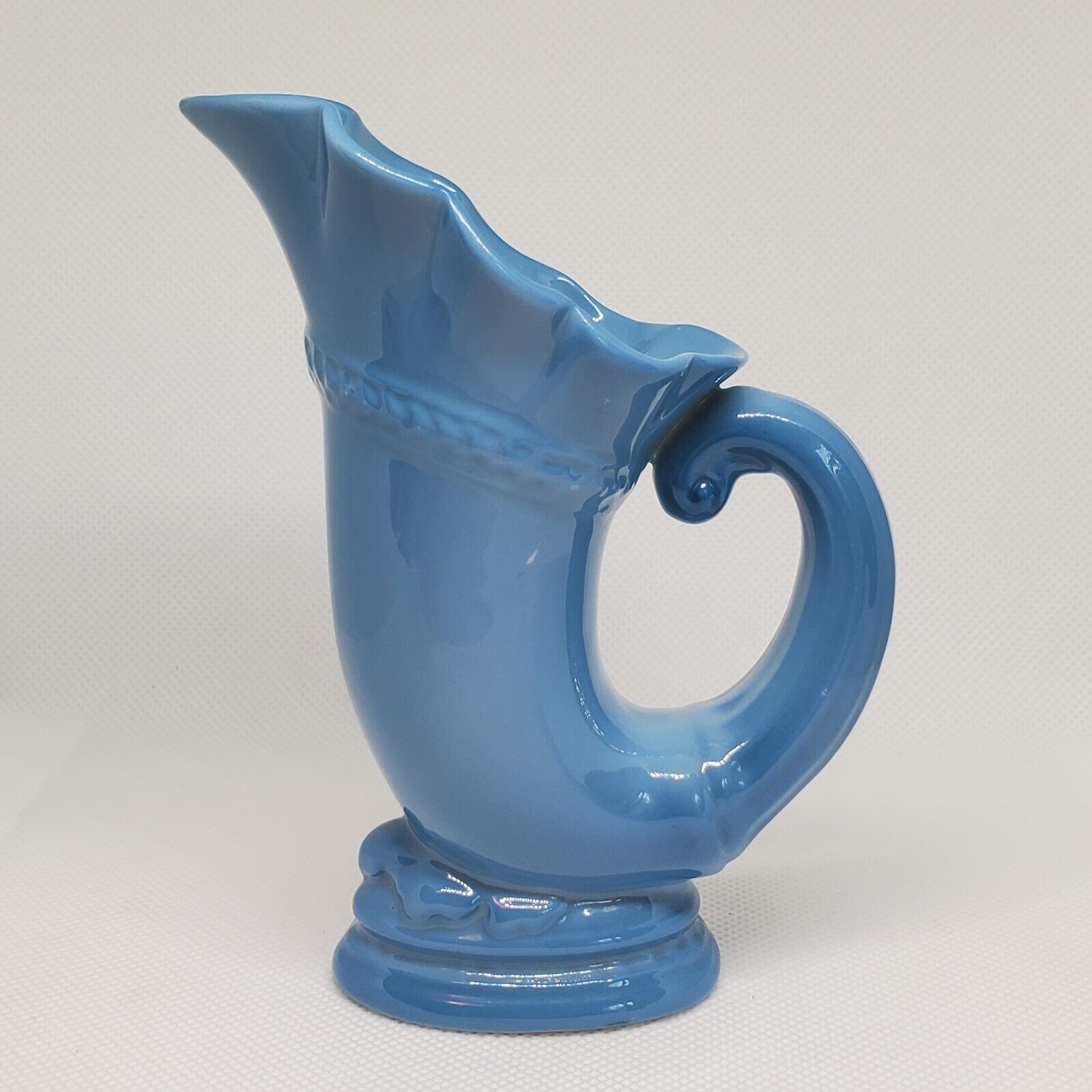 Lenox USA Porcelain Cornucopia Vase Blue Vintage 5 Inch