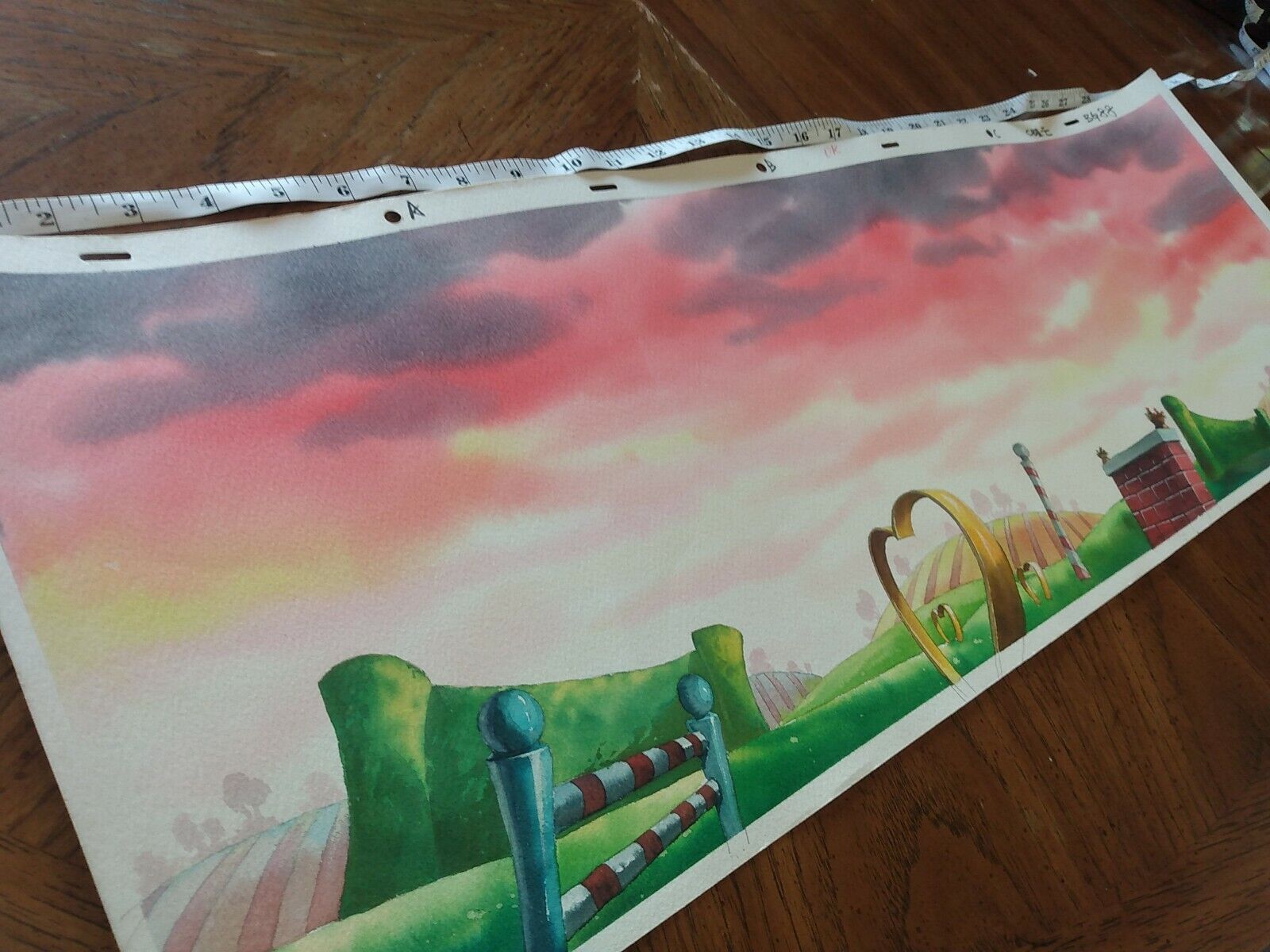 Vintage CARE BEARS animation cels PANORAMIC BACKGROUND PRODUCTION ART anime cel