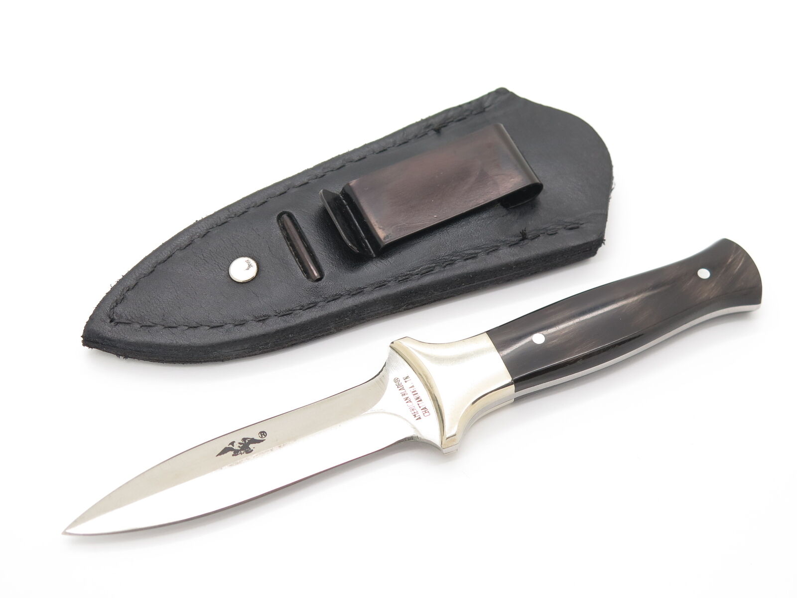 Vtg Parker American Blade Seki Japan Fukuta AUS6 Buffalo Fixed Dagger Boot Knife
