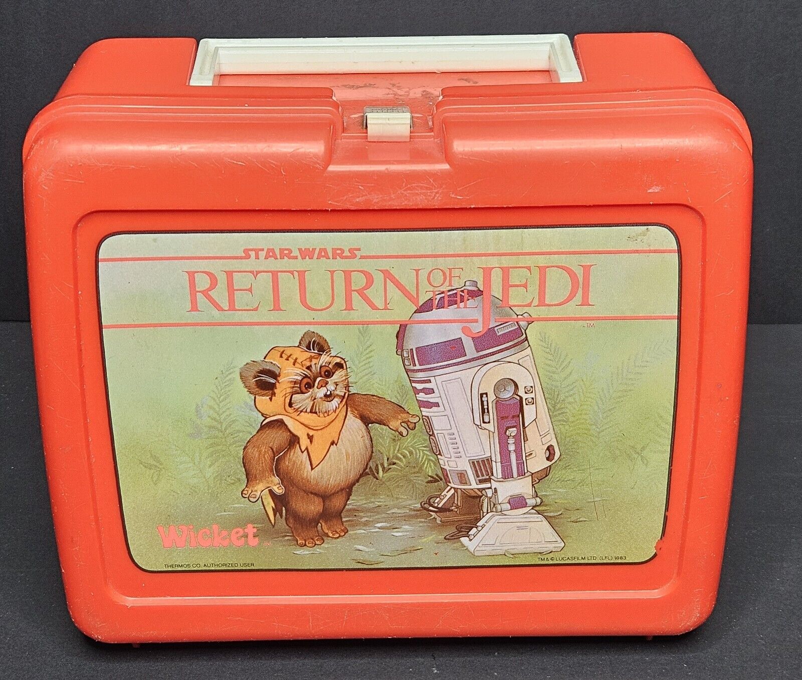Vintage 1983 Star Wars Return Of The Jedi Wicket Ewok And R2D2 Thermos Lunch Box