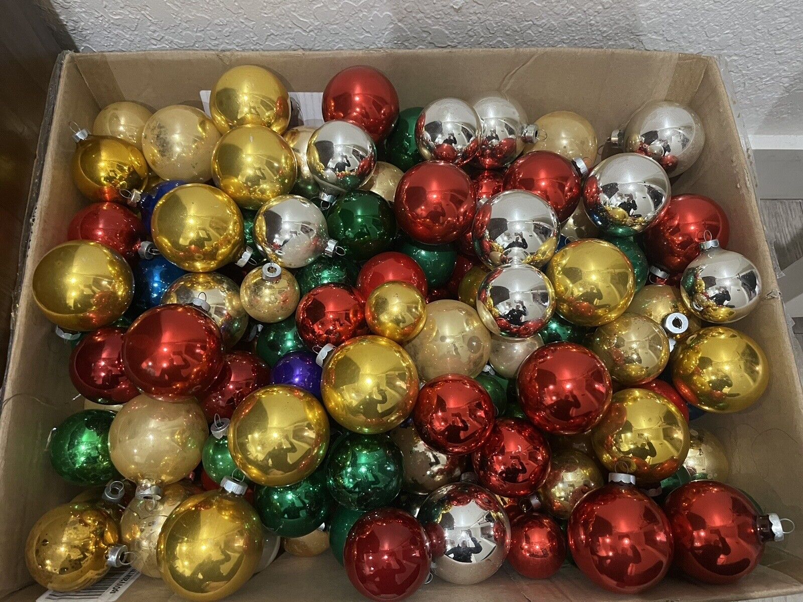 Lot/10 Vintage Glass Ball Christmas Ornaments. Size & Color Vary.  See Descr.