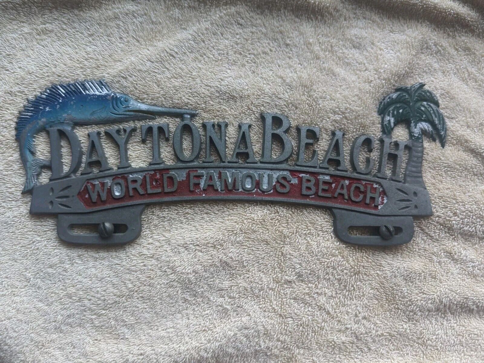 OEM 1950\'S DAYTONA BEACH WORLDS FAMOUS BEACH License Plate Topper FORD CHEVROLET