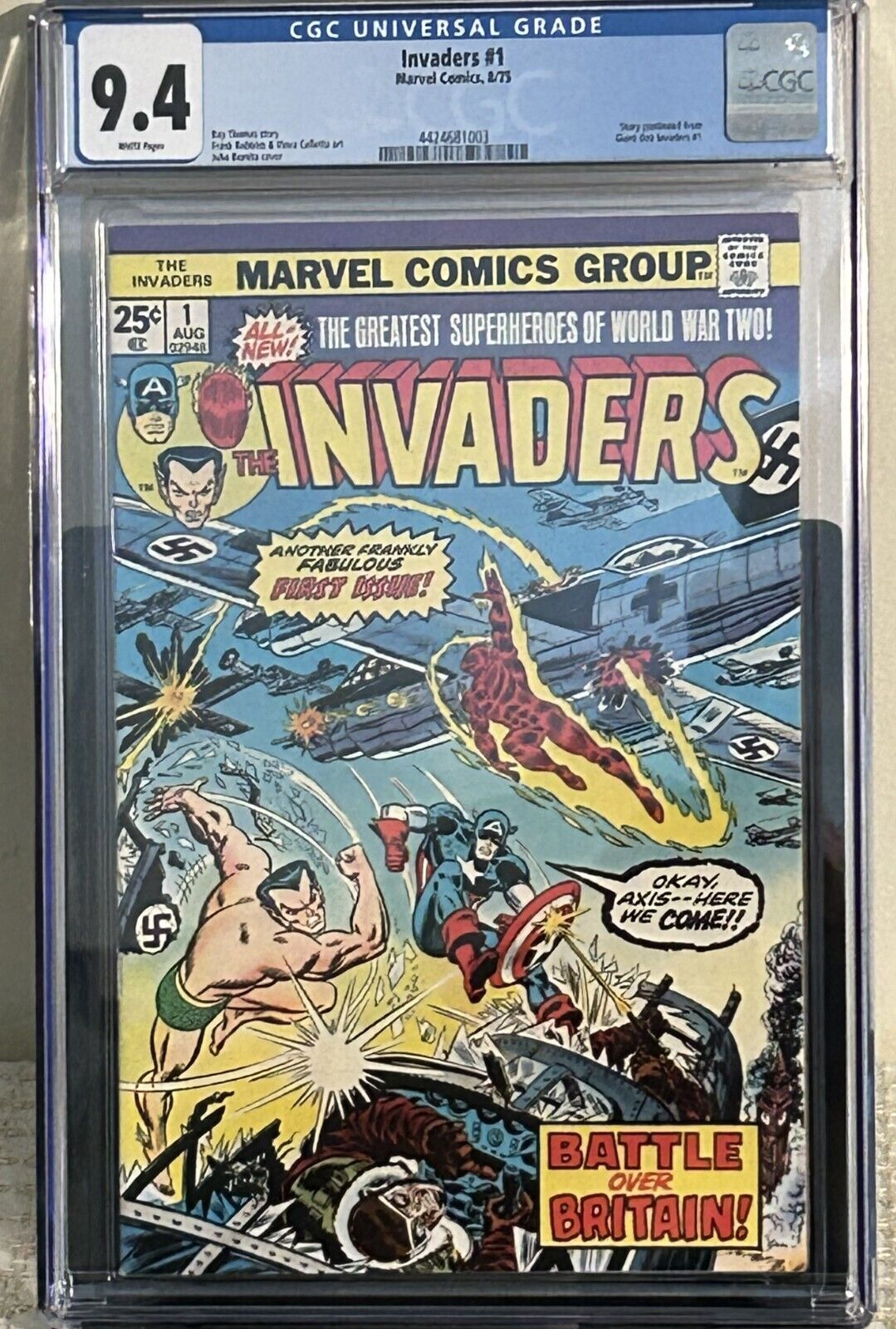 Invaders (Marvel, 1975) 10 comics lot. Issues 1-10, includes #1 CGC 9.4