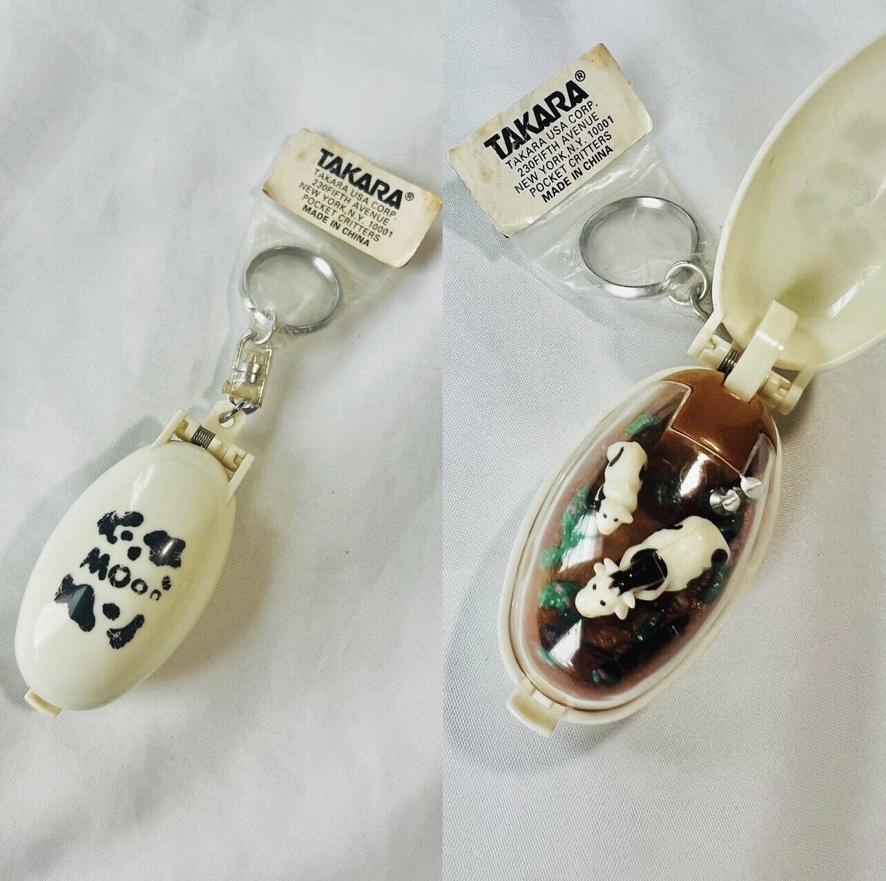 NWT Vintage Pocket Critters Cow Keychain Moo - Not. Working