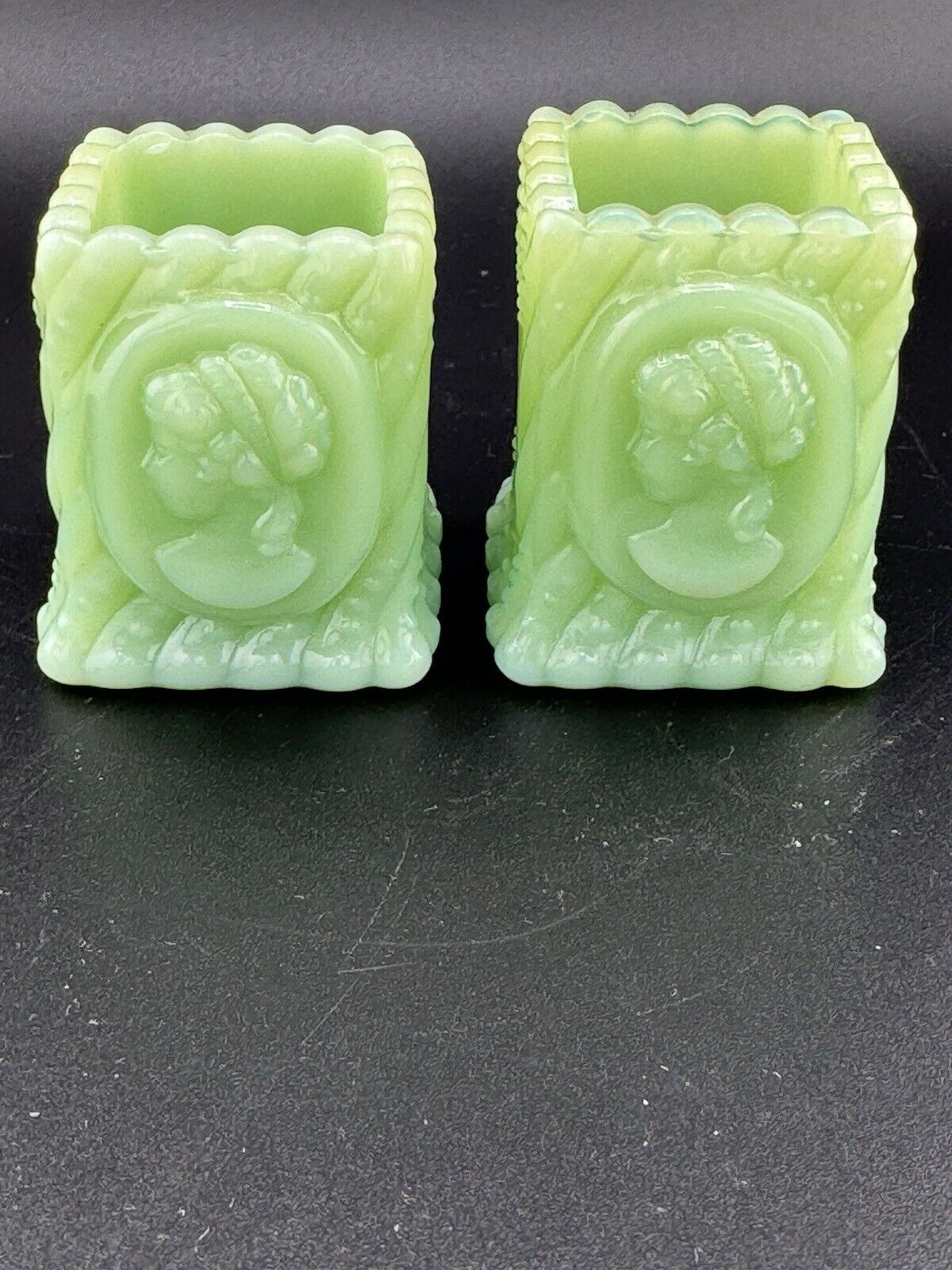 Vintage Rare FAC Jadeite Toothpick Cameo Victorian Woman (2 Available)