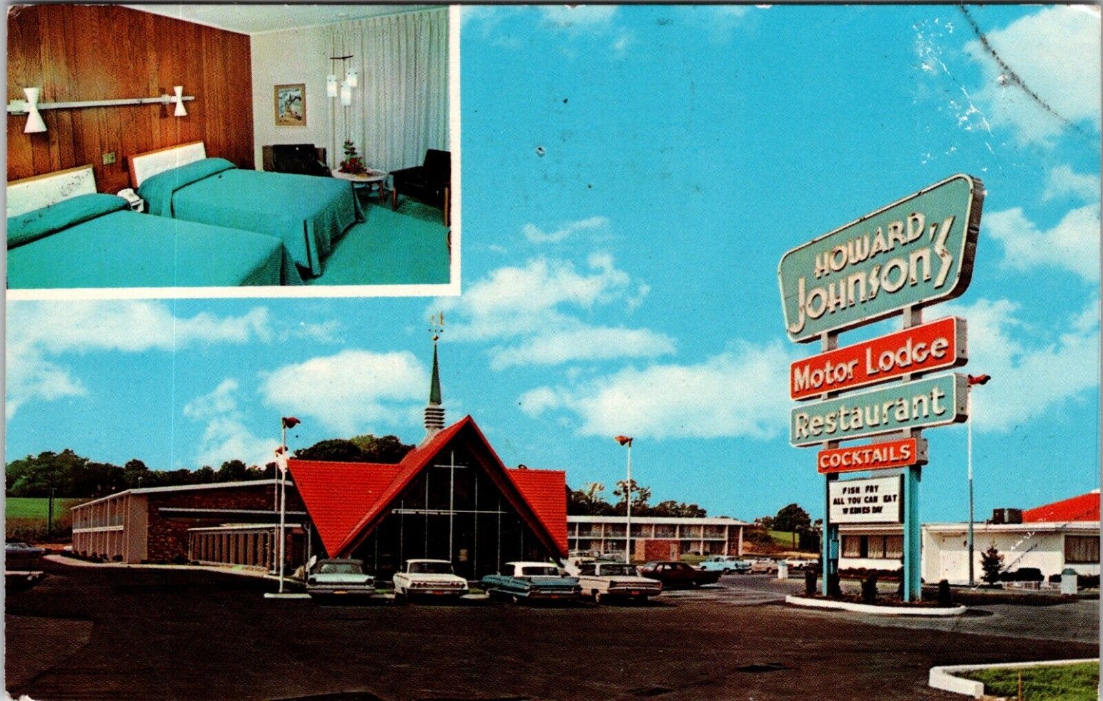 Howard Johnson\'s Motor Lodge Restaurant Harrisburg PA Postcard 1971 Postmarked 