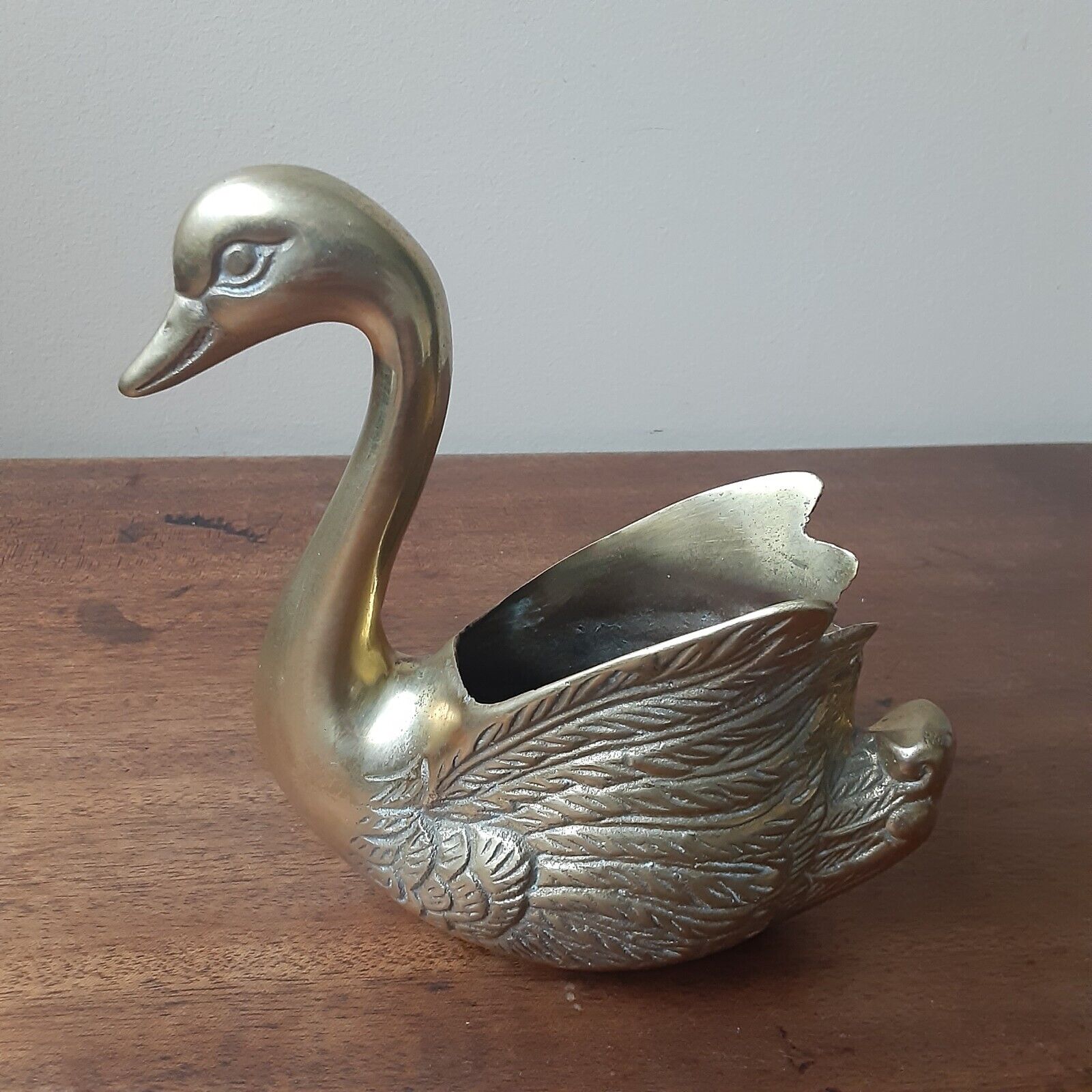 Vintage Brass Swan Goose Planter. 6\
