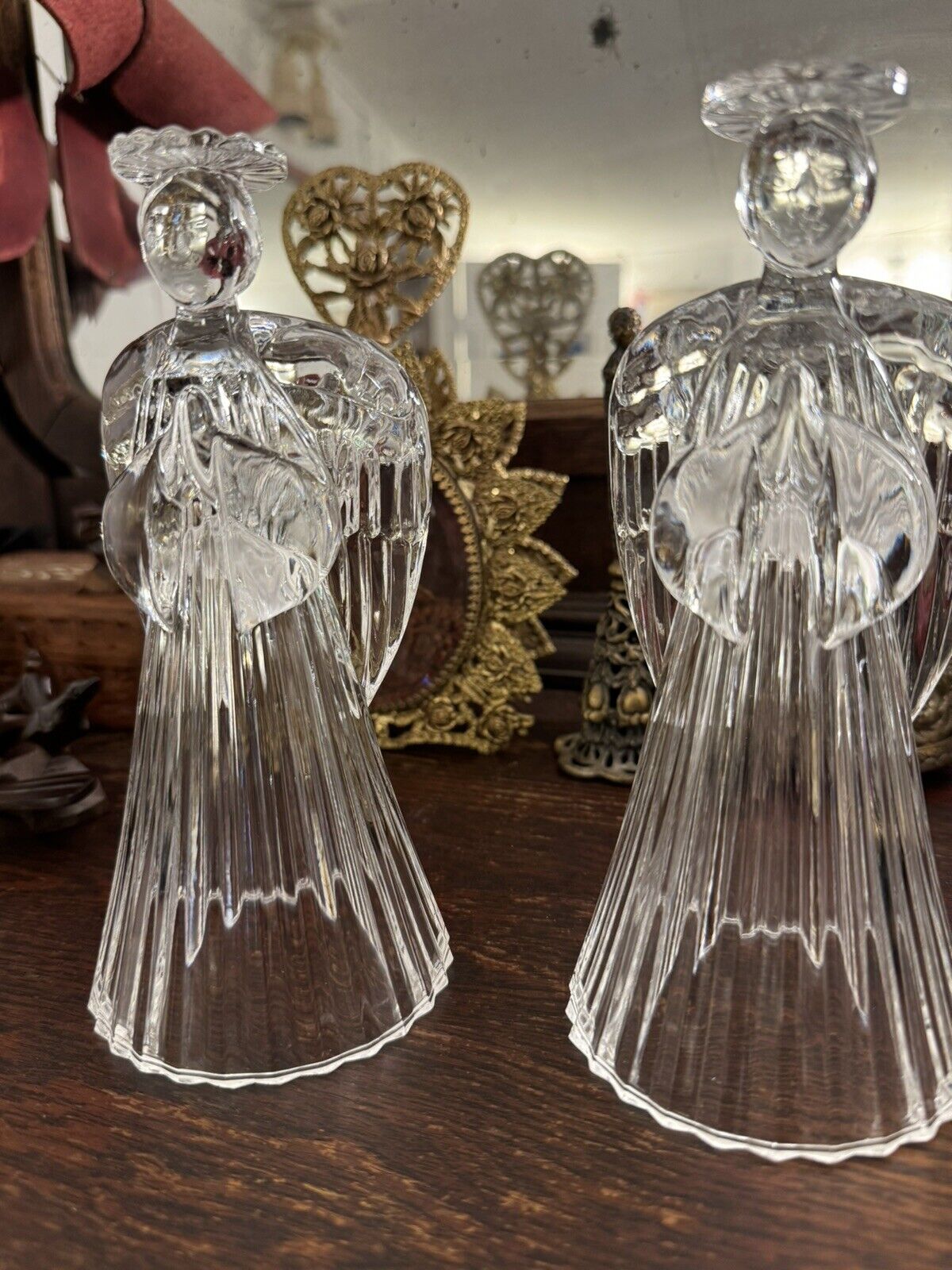 Vintage Angel Crystal Candlestick Holders 24% Lead Crystal by Avon