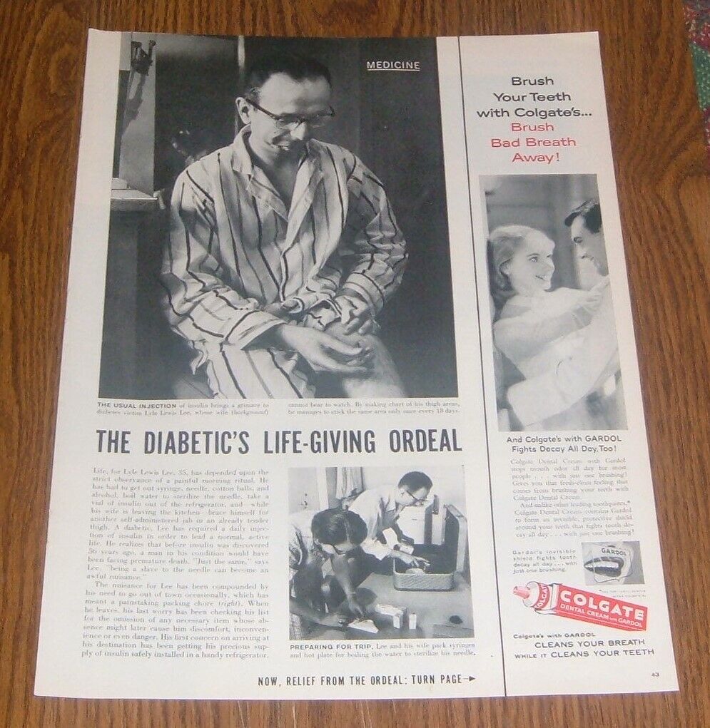 1957 ARTICLE ~ LYLE LEWIS LEE A DIABETIC\'S LIFE GIVING ORDEAL Pill Vs Needle