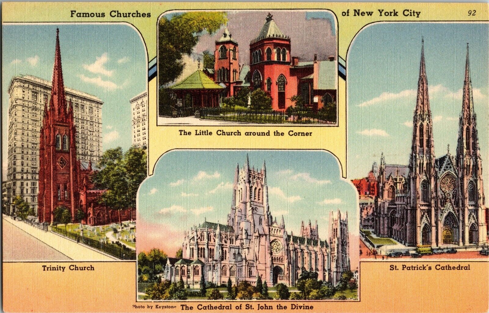 Postcard ~ Churches  ~ New York City ~ 1930-1945