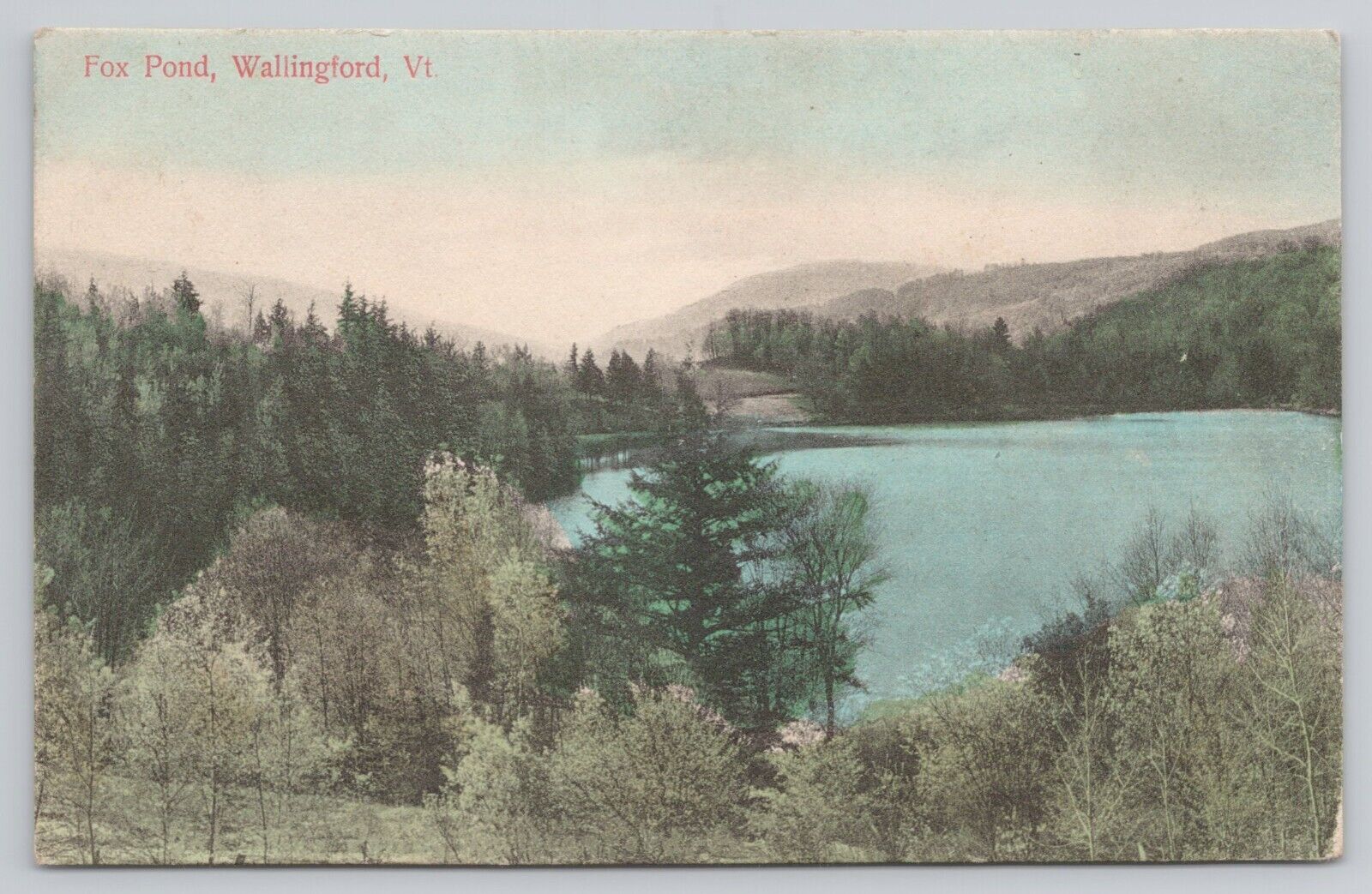Postcard Fox Pond Wallingford Vermont 1909