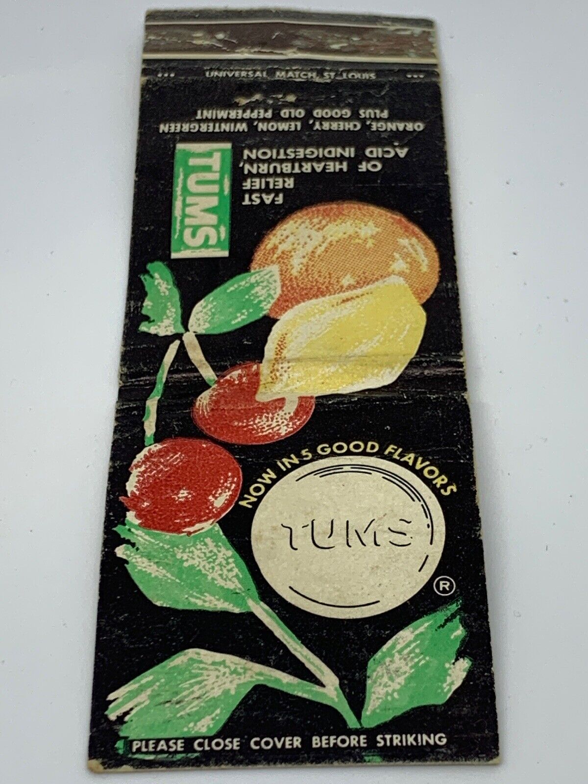 Matchbook Cover - Tums Antacid Now In Good Flavors Fruit