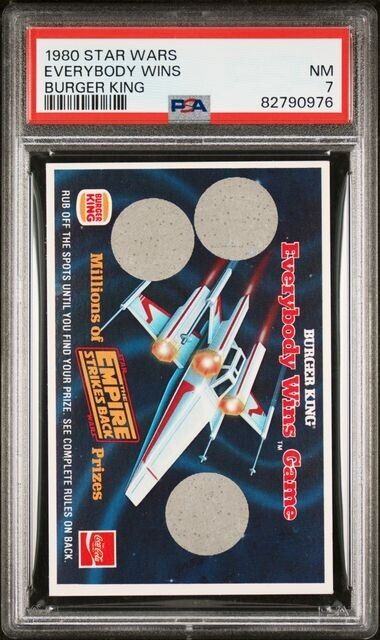 1980 BURGER KING STAR WARS EVERY BODY WINS SCRATCH-OFF UNSCRATCHED PSA 7, POP 2
