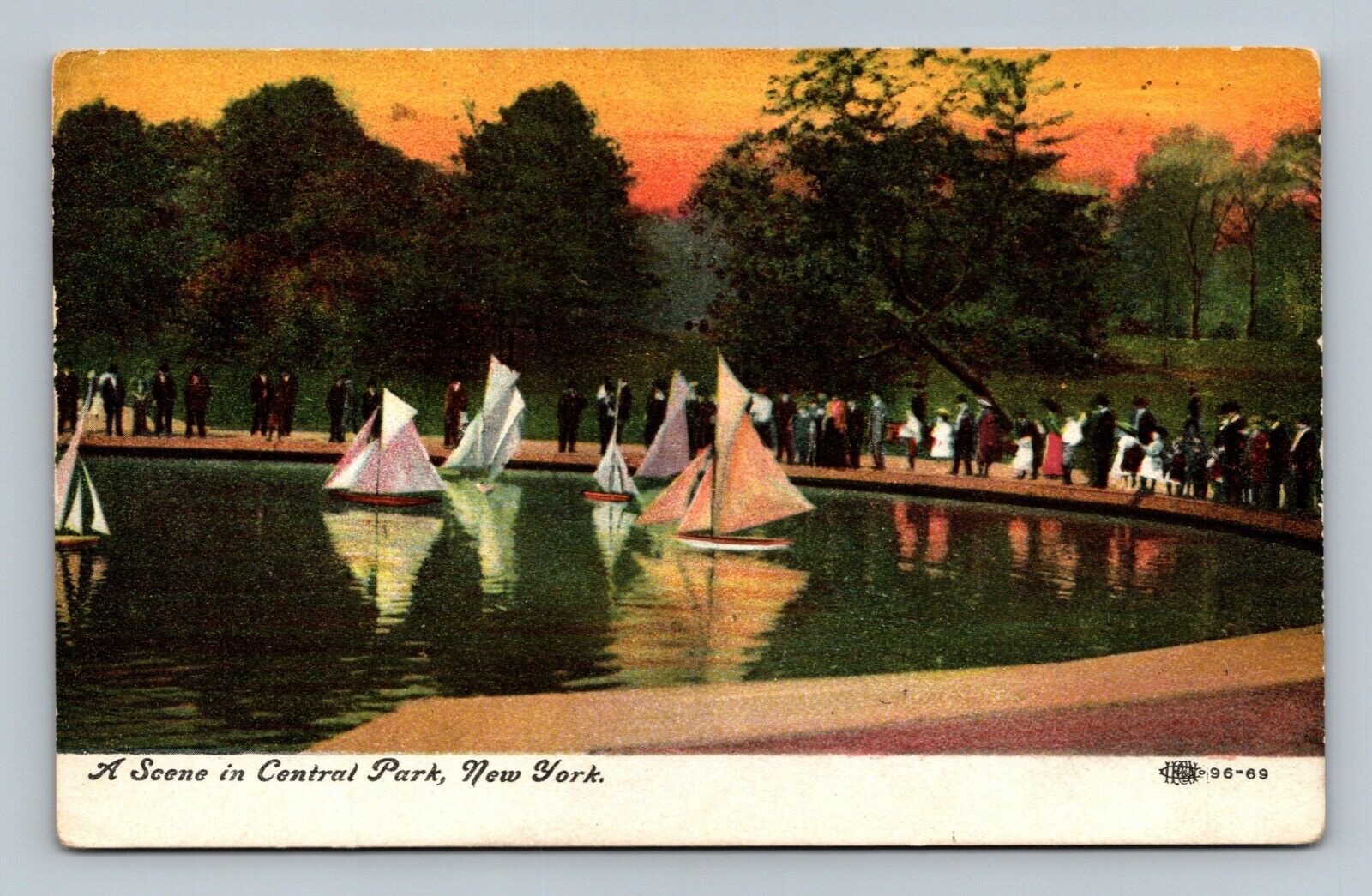 New York City NY Scene in Central Park Sailboats Postcard 