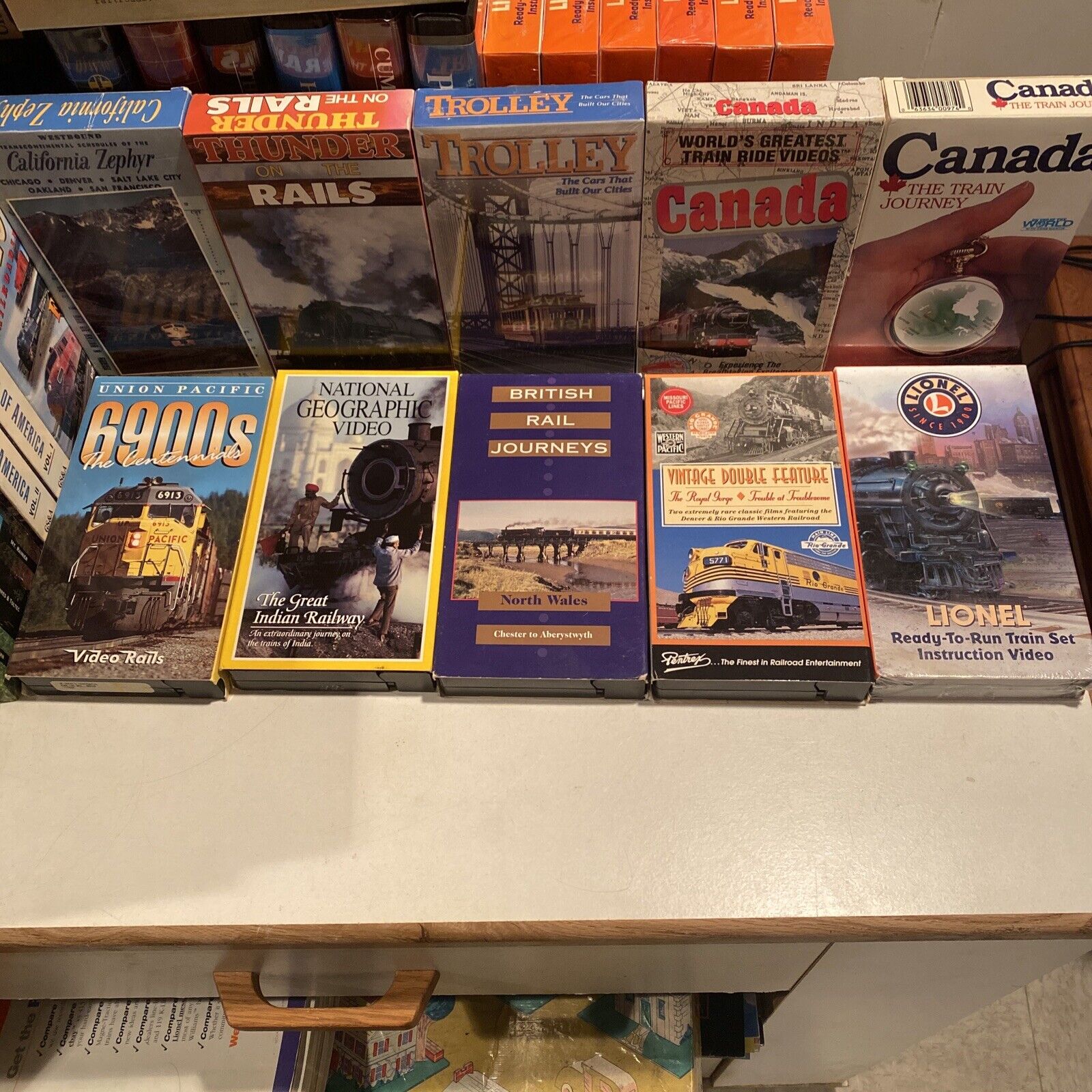 Lot Of 10 VHS Railroad Trains Canada California Zephyr Lionel Thunder Ghost UP