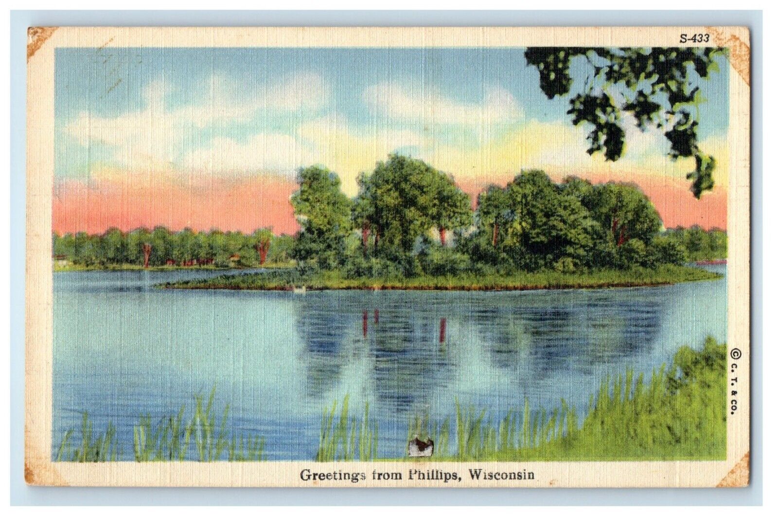 Greetings From Phillips Wisconsin WI, Lake View Vintage Postcard