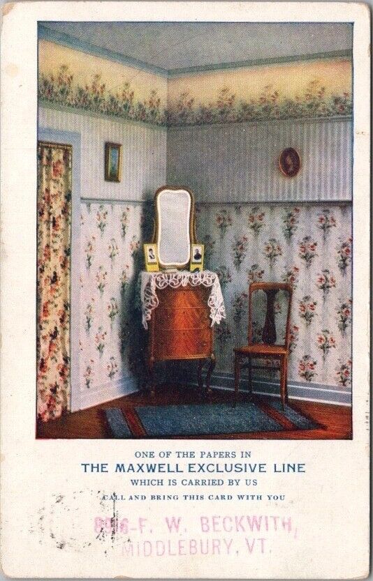 1909 MAXWELL WALL PAPERS Advertising Postcard \