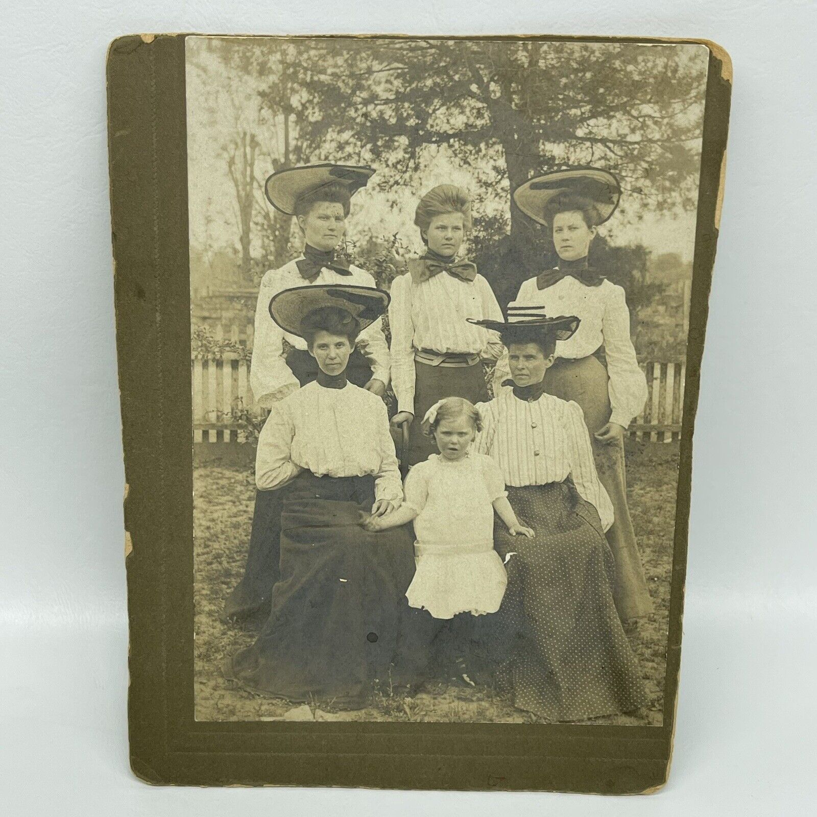 Cabinet Card Women Victorian Sisters Large Hats Skirts Hidden Hand READ