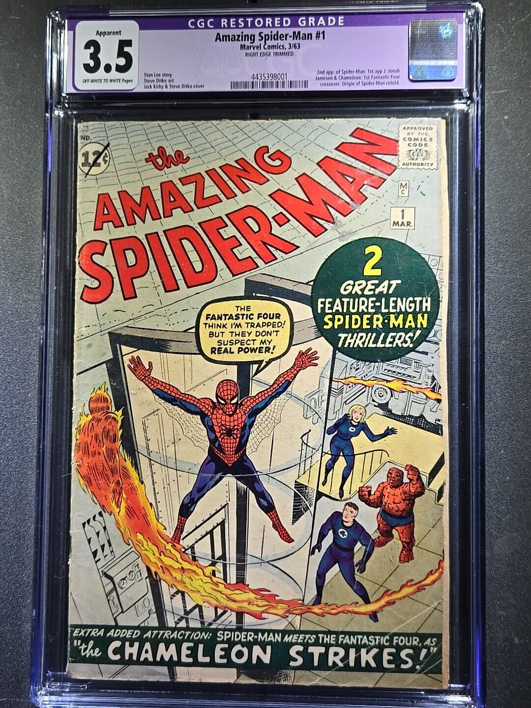 1963 AMAZING SPIDER-MAN #1 - 2nd Spiderman - FF - CGC 3.5 (apparent - trimmed)