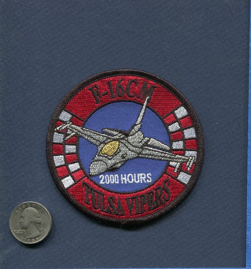 125th FS TULSA VIPERS 2000 Hours OK ANG USAF F-16 CM FALCON Squadron Patch