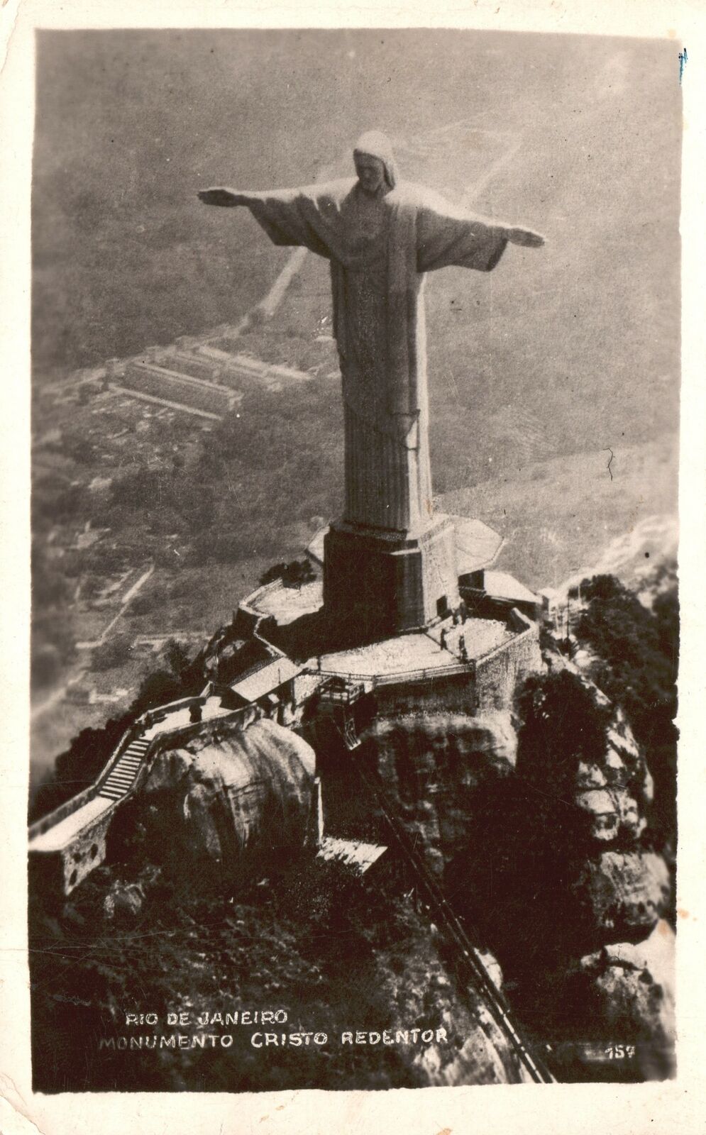 Vintage Postcard 1920\'s Rio De Janeiro Monumento Cristo Redentor