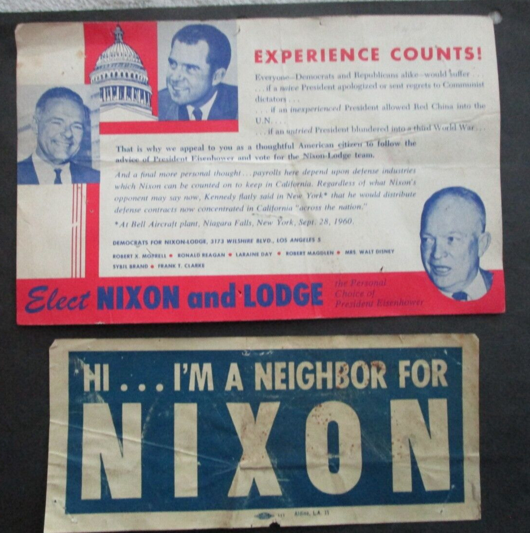 RICHARD M. NIXON - (2) Original Campaign Items
