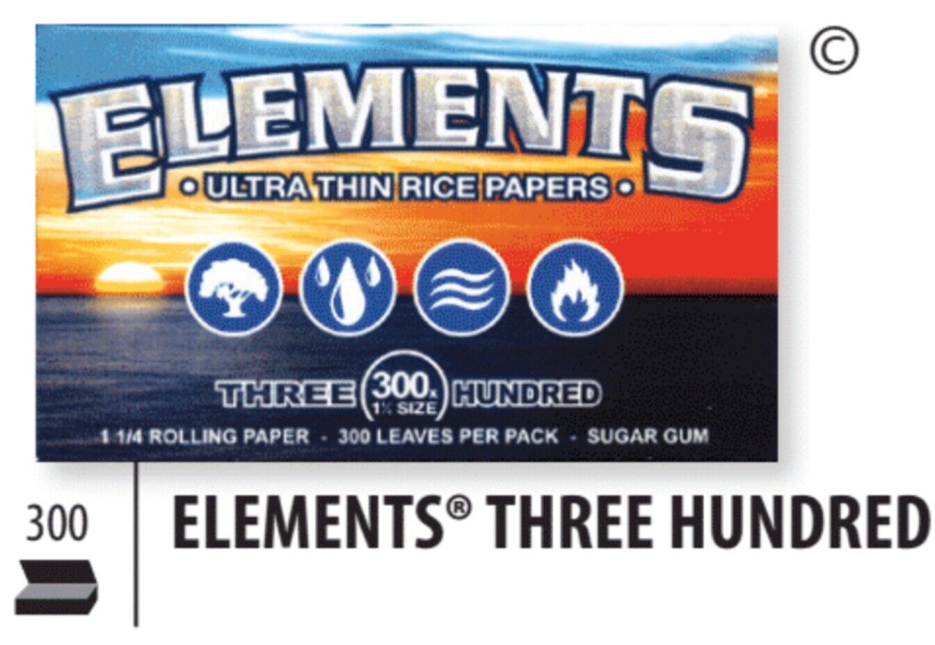 Elements - 300 1.25 Authentic Rolling Papers 1 1/4 300s  - Ultra Thin Rice Paper