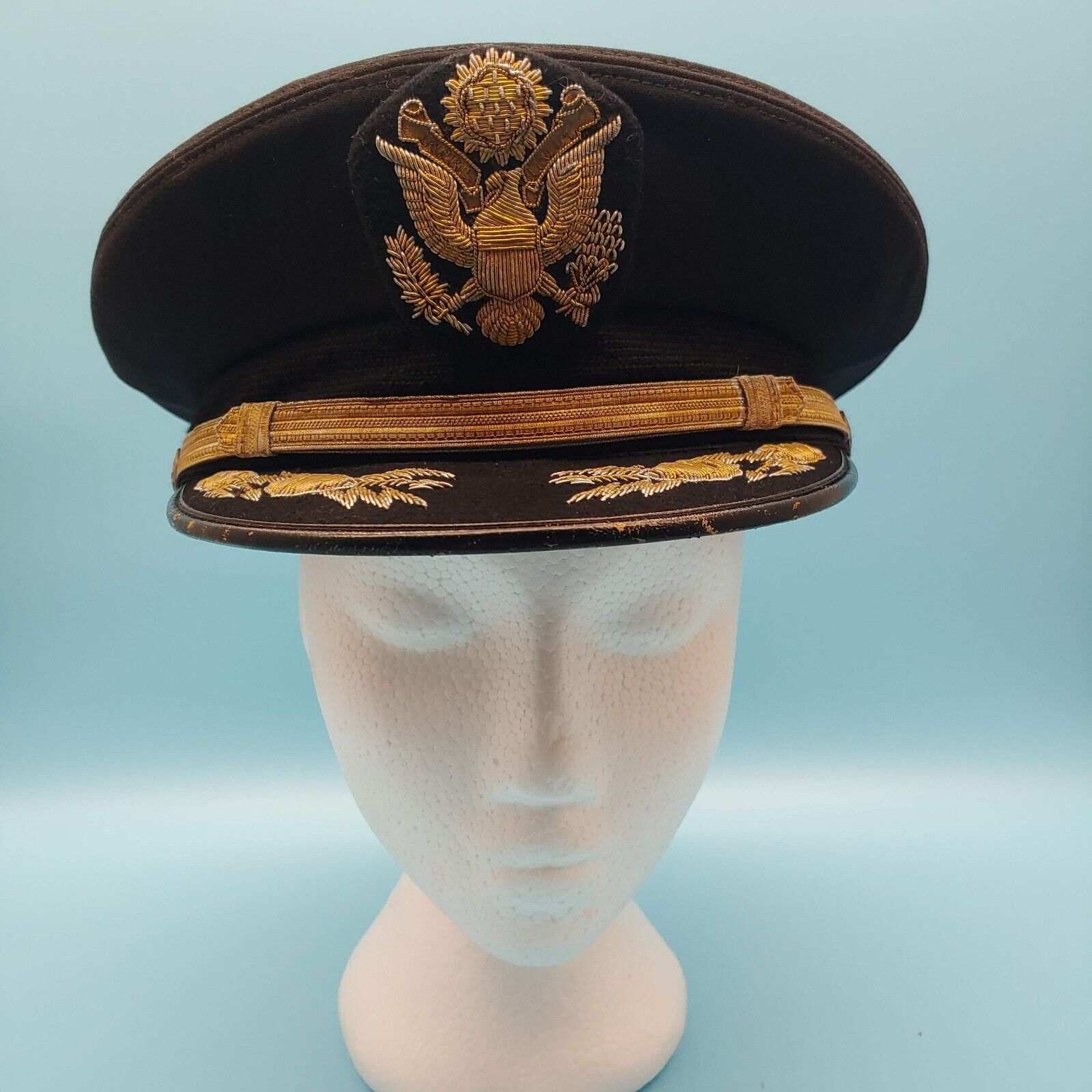 Vintage Military Air Force Officer Size 7 3/8 Cap Hat Gold Farts & Darts