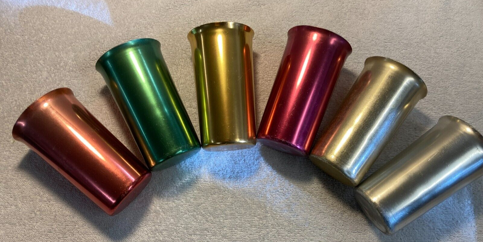 Lot of 6 Vintage Anodized Aluminum Drinking Tumblers Multicolor