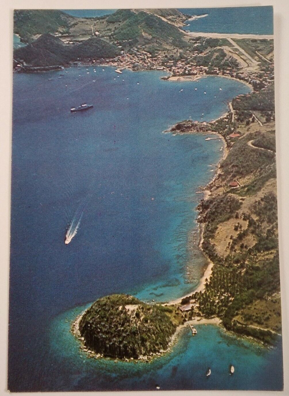 Guadeloupe France Postcard Mid 1900s Sugarloaf Saints Town Color 