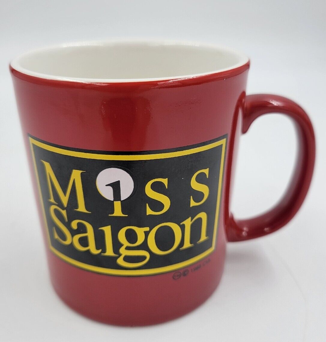 Vintage 1988 Miss Saigon Broadway Musical Red Ceramic Coffee Cup Mug Kilncraft