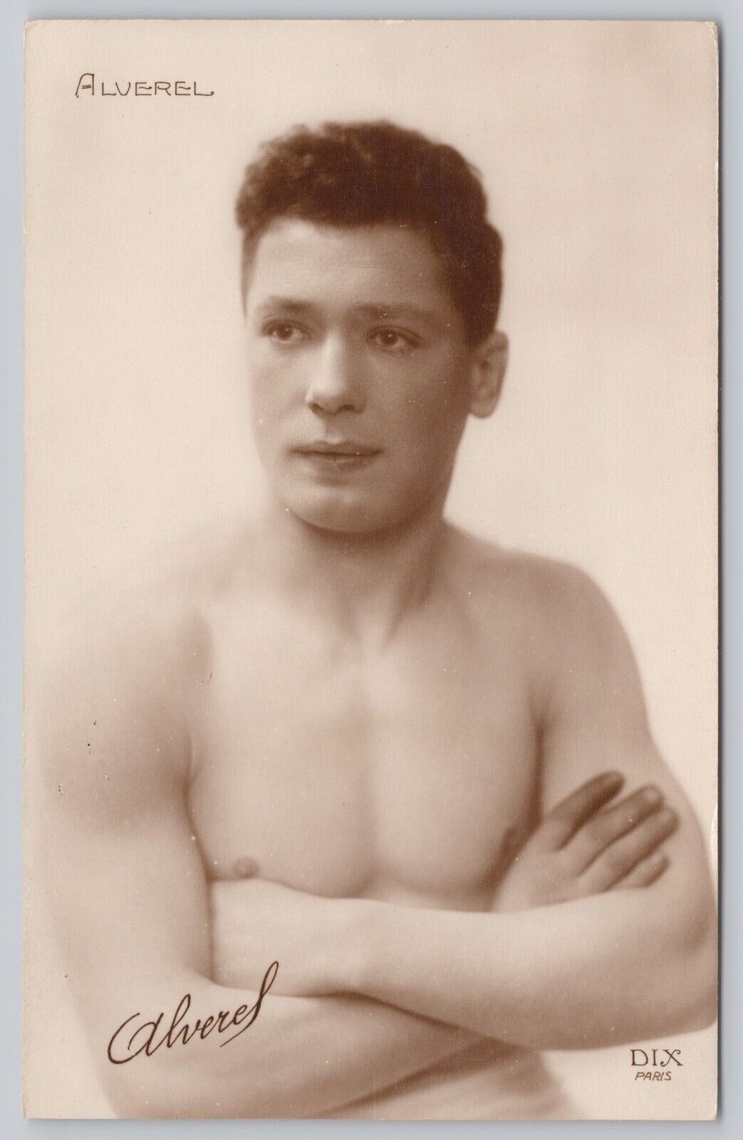 RPPC Handsome Shirtless Male Boxer Postcard Boxer French \