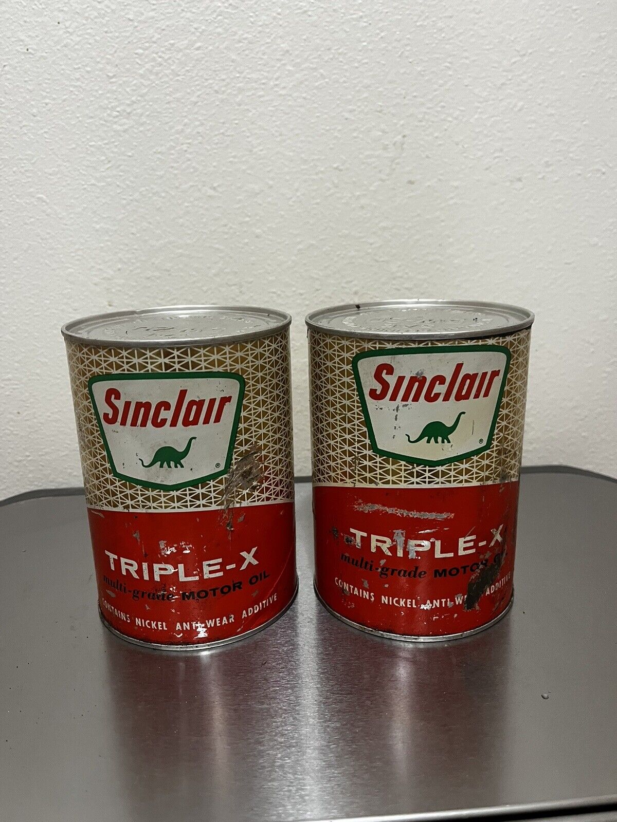 vintage sinclair motor oil cans Triple X 5w20 Sinclair Oils Cans 2 Unopened Cans