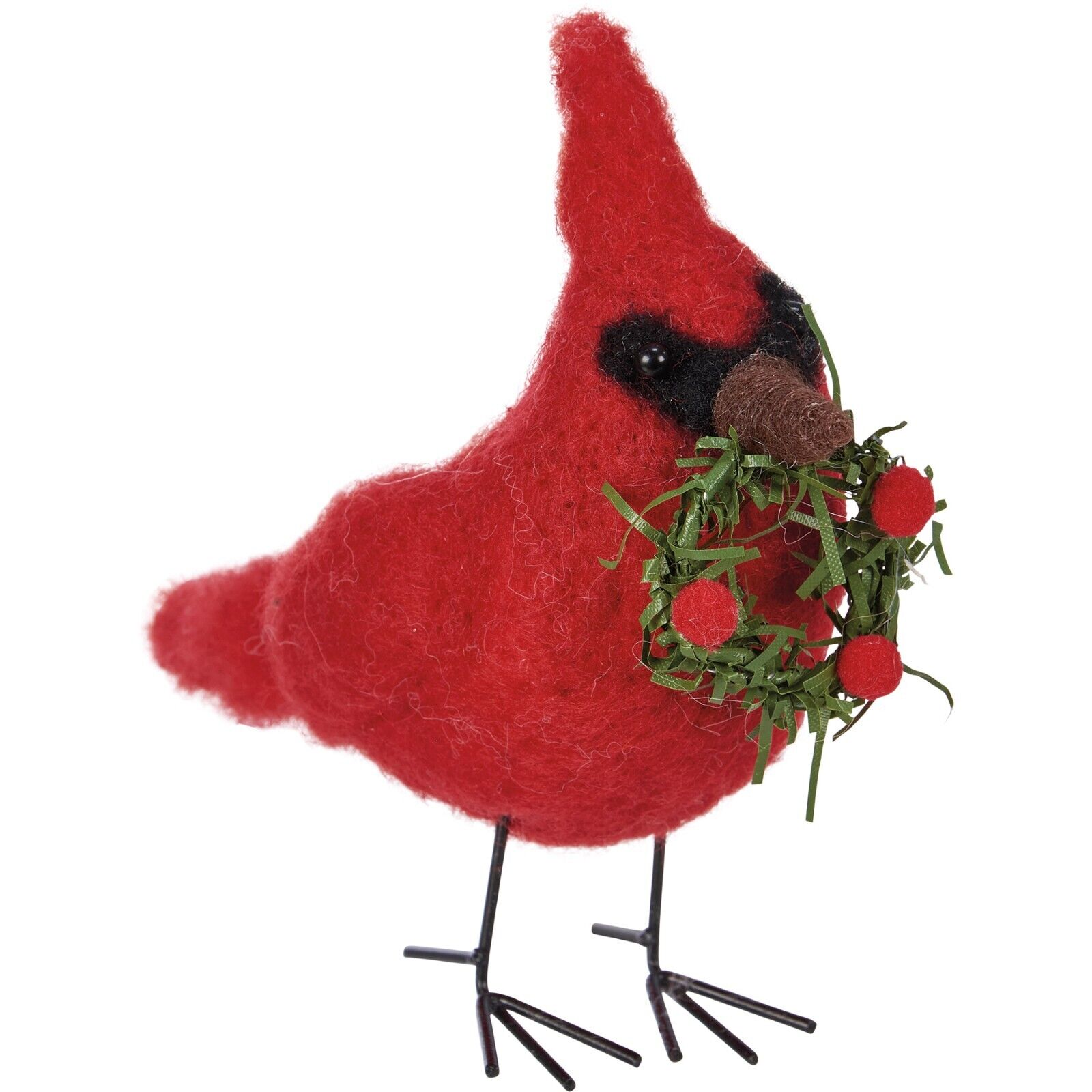 Primitives by Kathy Felt Red Cardinal Bird Wreath Critter Holiday Christmas Mice