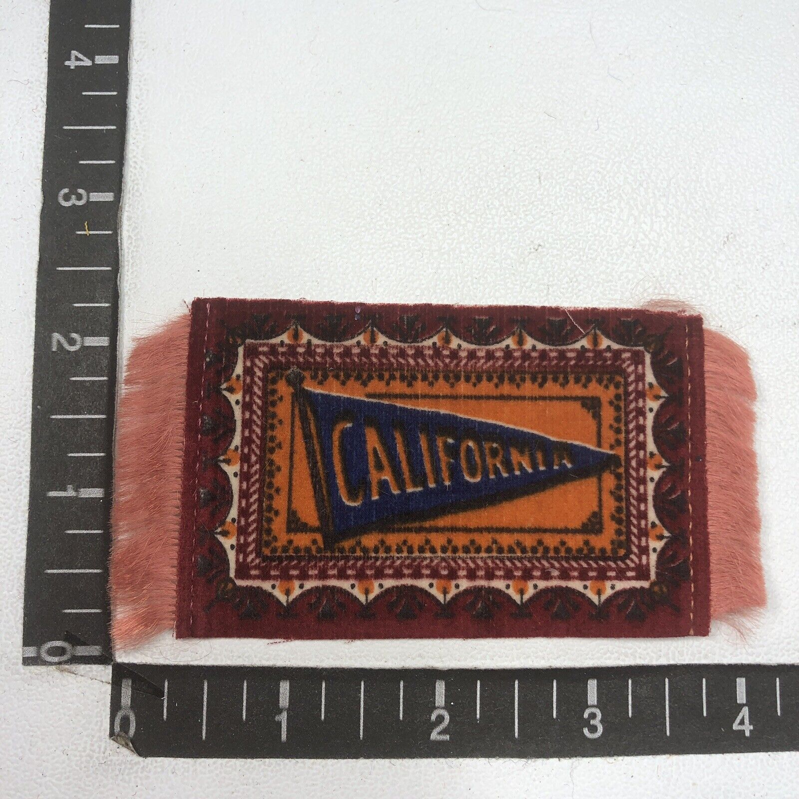 Vtg UNIVERSITY OF CALIFORNIA 100+ Year Old Tobacco Rug Patch w/ Tassel 09Z2