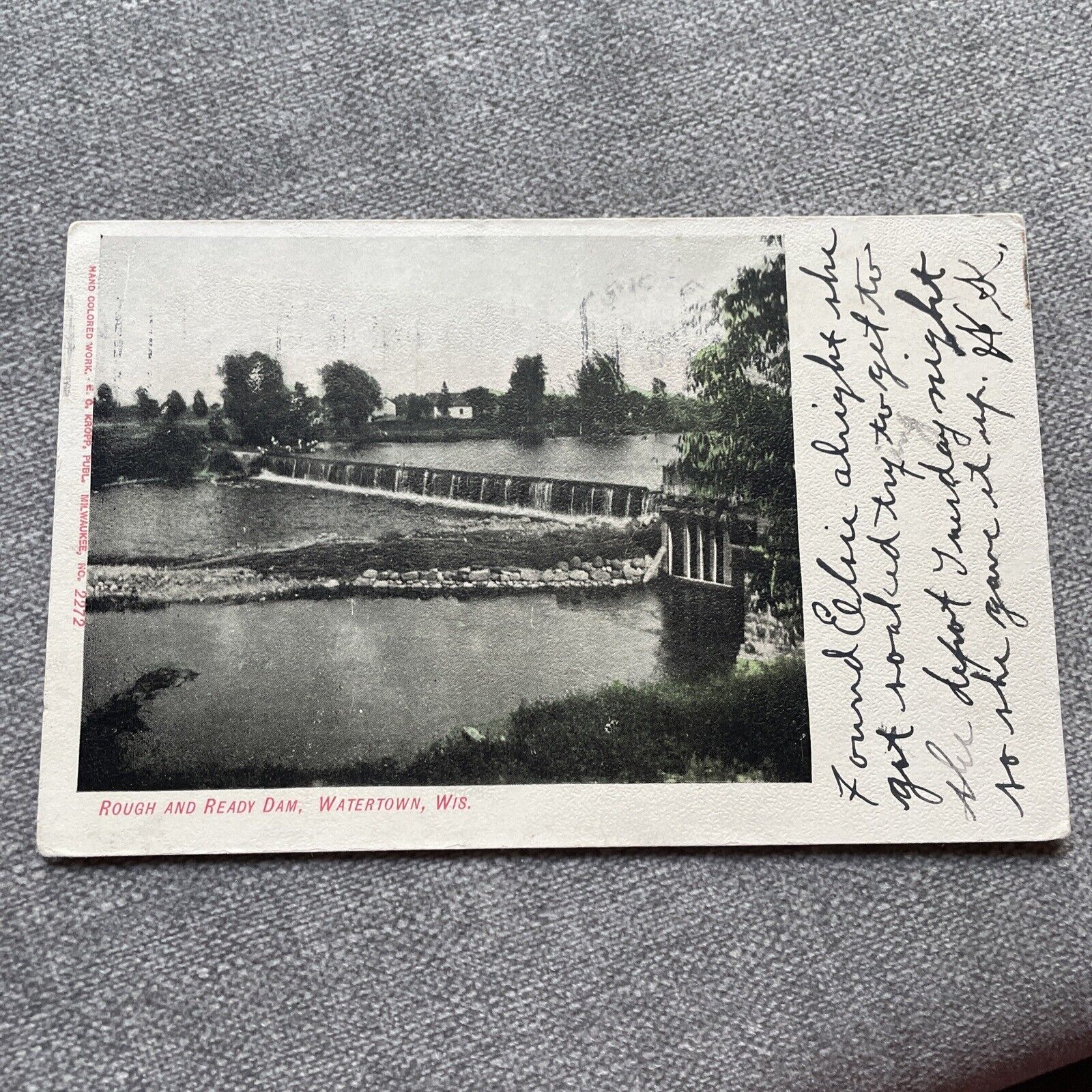 Watertown , WI Rough and Ready Dam Early 1900’s Vintage Postcard Wisconsin