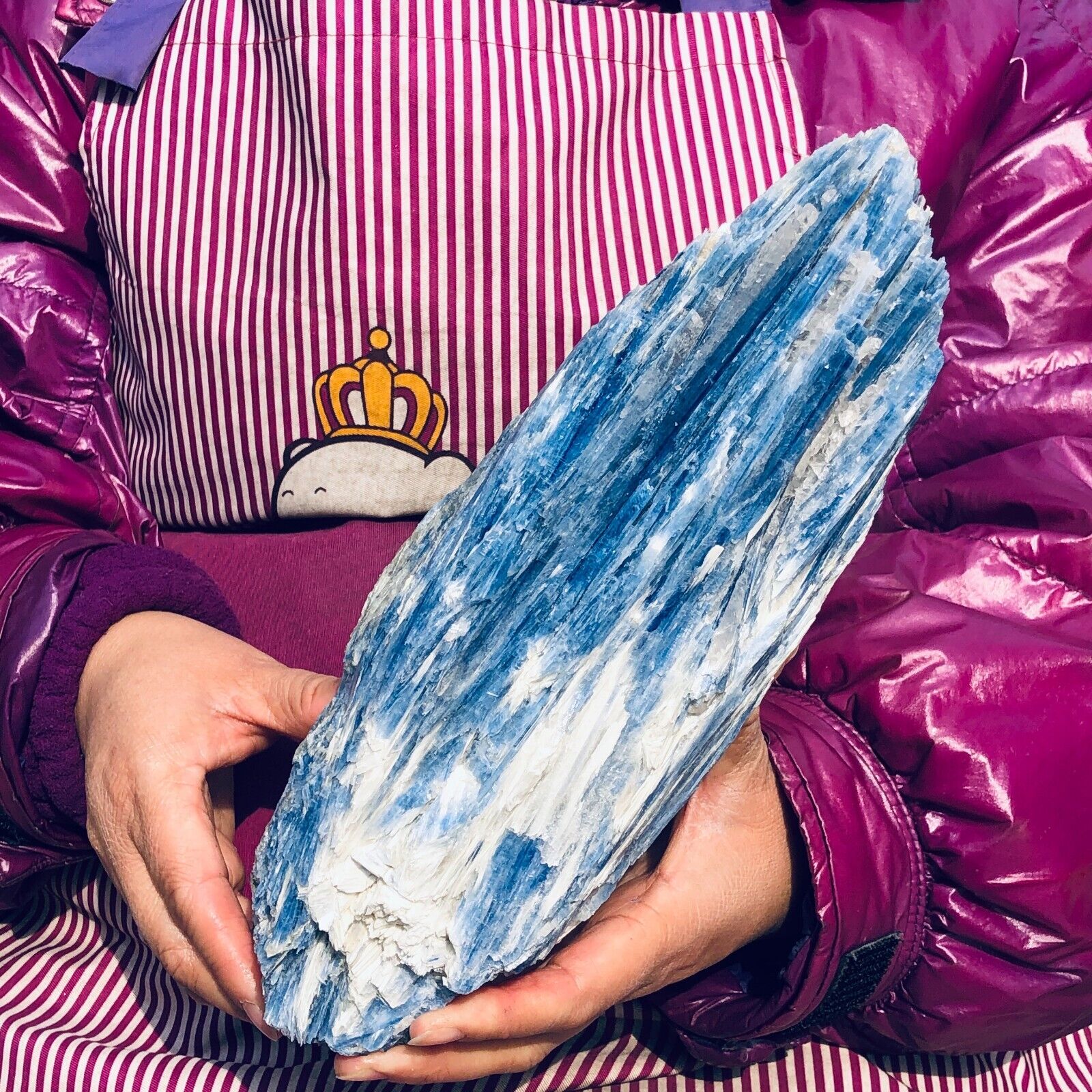 7.63LB Rare Natural beautiful Blue Kyanite with Quartz Crystal Specimen Rough