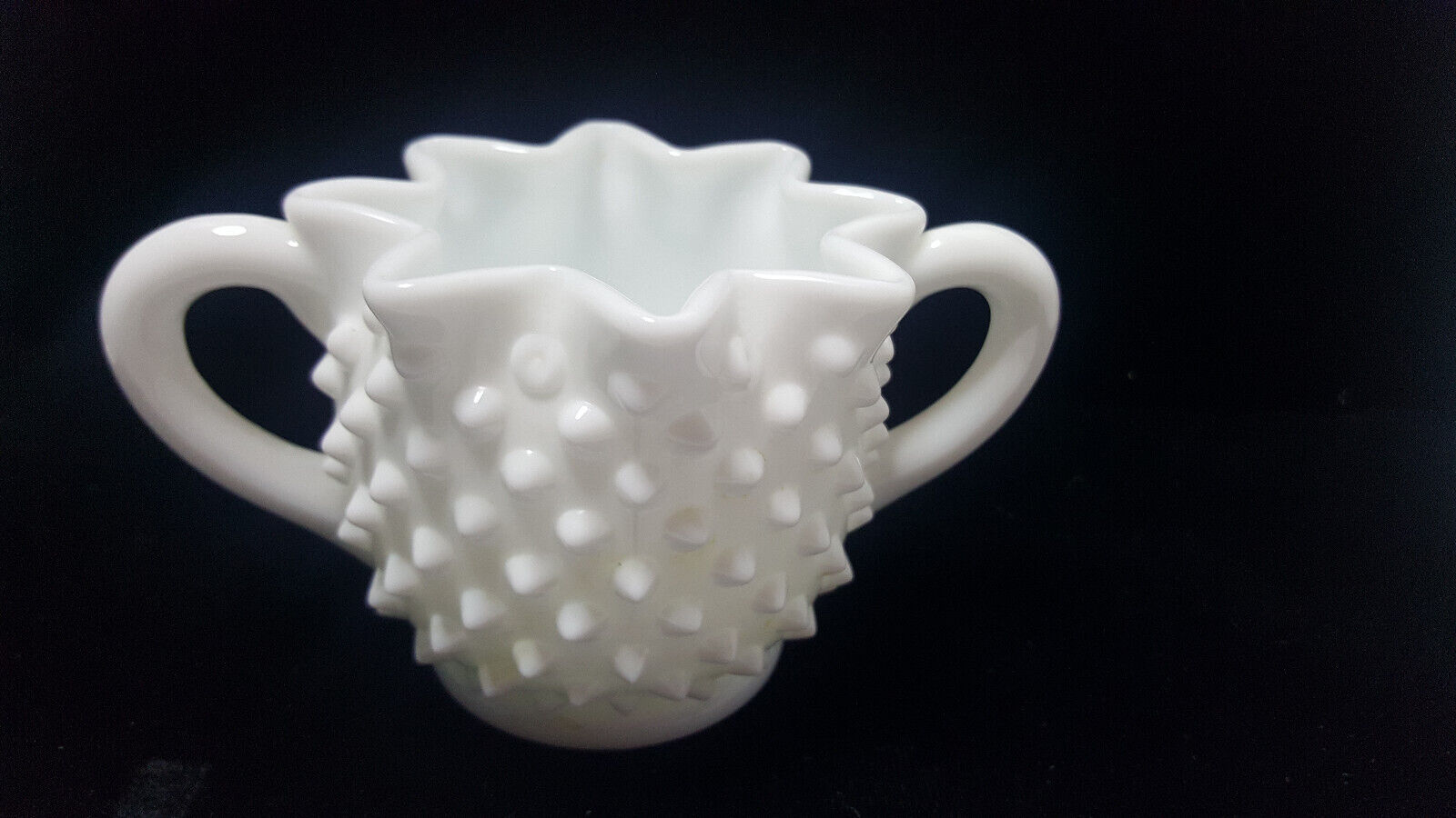 Vintage Fenton Star Shaped Hobnail Milk Glass Open Sugar Bowl ~ 3\
