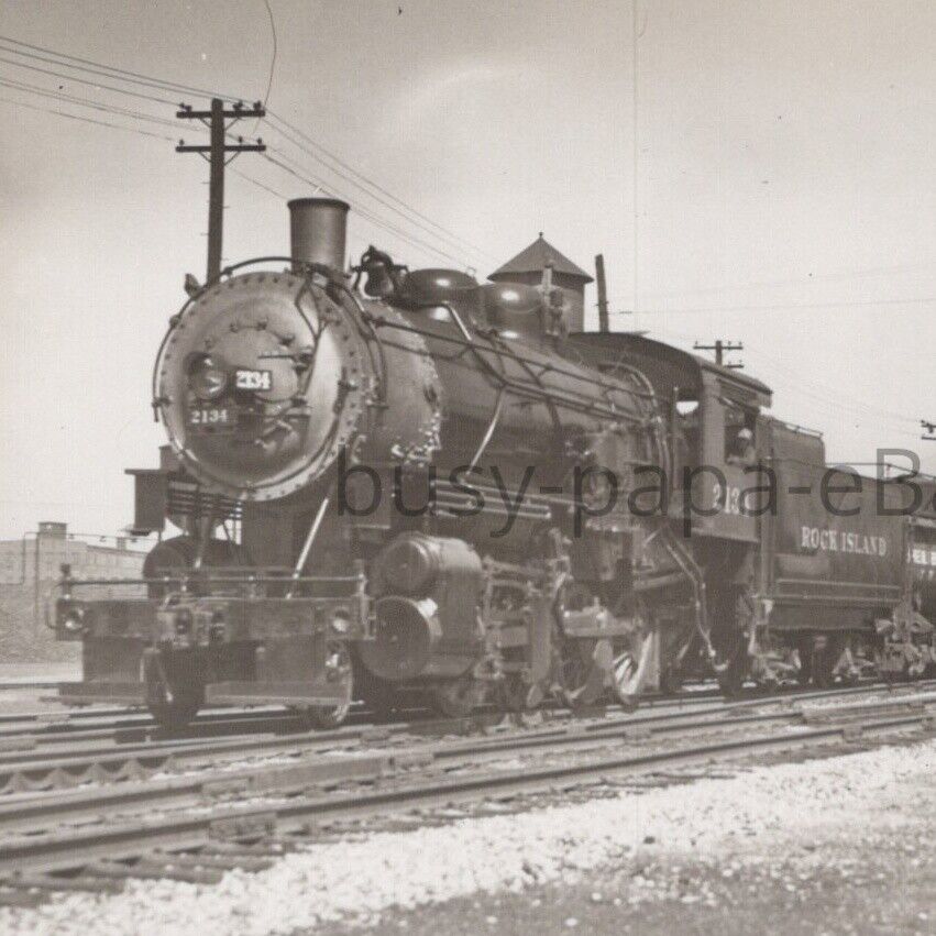 1938 RPPC Rock Island Lines Locomotive 2-8-0 No 2134 Peoria Illinois Postcard