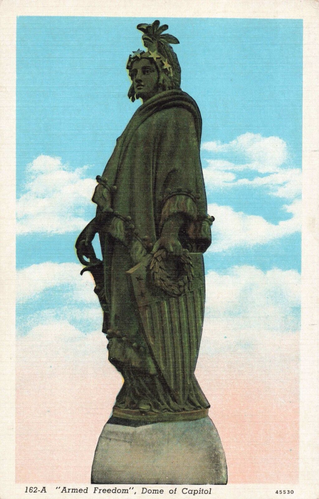 Washington DC, Armed Freedom Statue Capitol Dome, Vintage Postcard