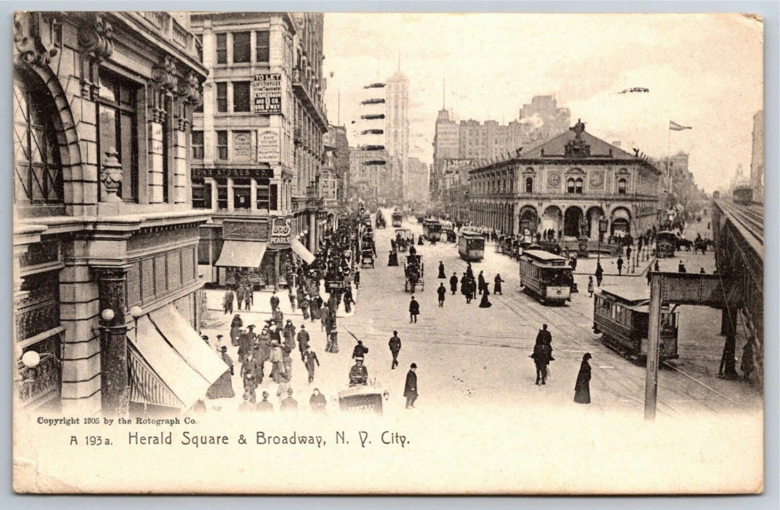 Vintage New York City NYC Postcard Herald Square & Broadway c1905-07 Rotograph 