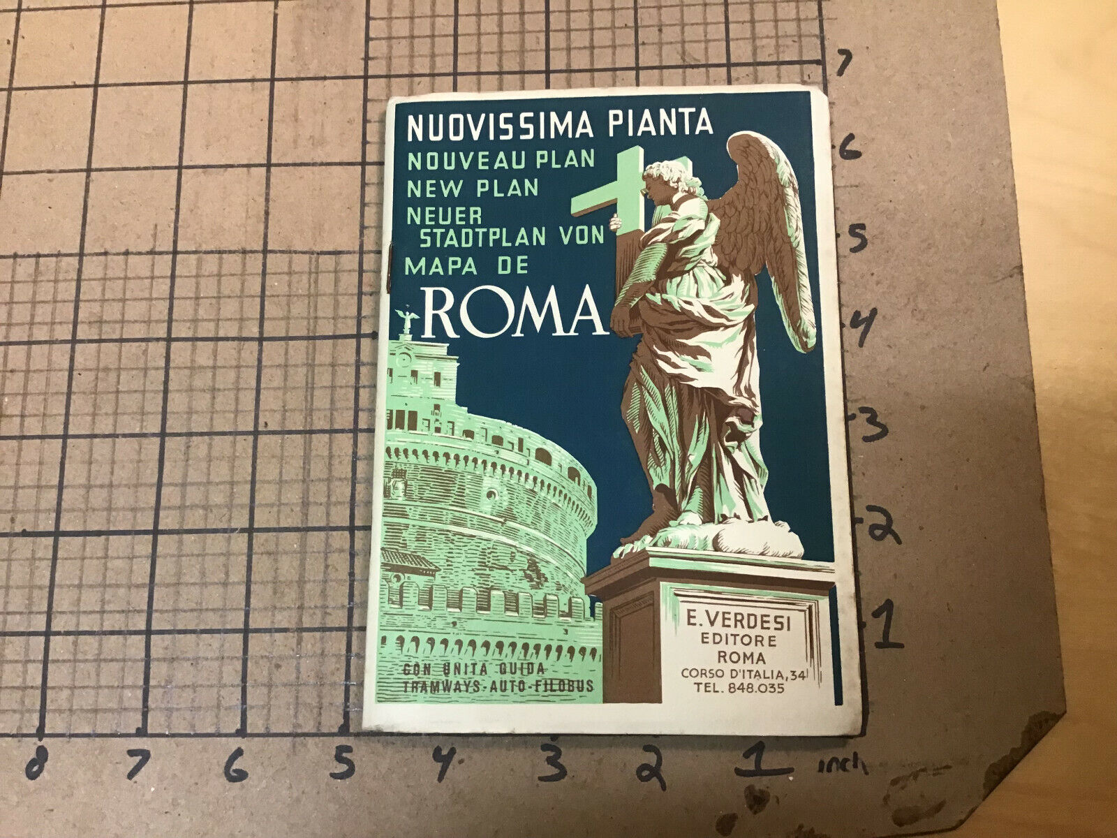 vintage original Italian Travel paper: 1954 ROME foldable map w index
