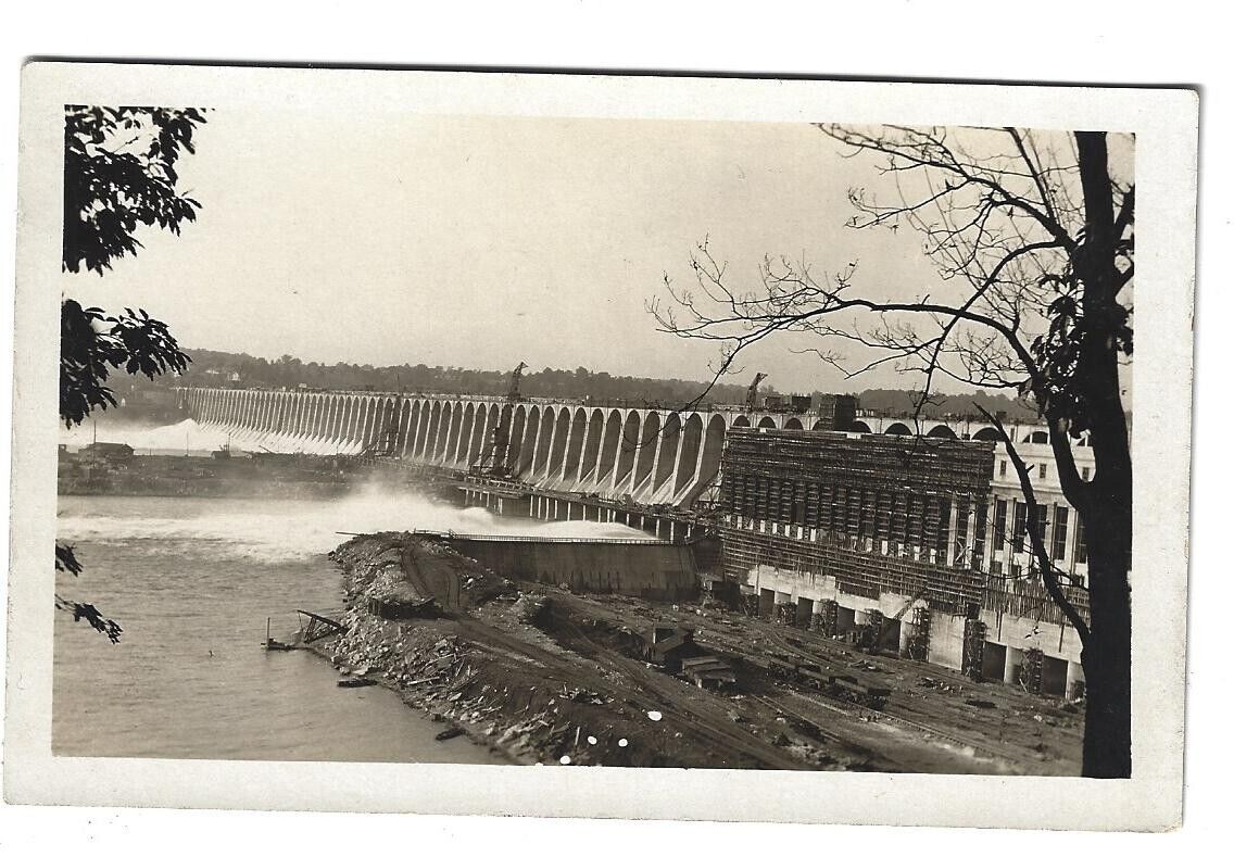 RPPC Wilson Dam Under Construction 1920's Muscle Shoals Alabama Photo Postcard