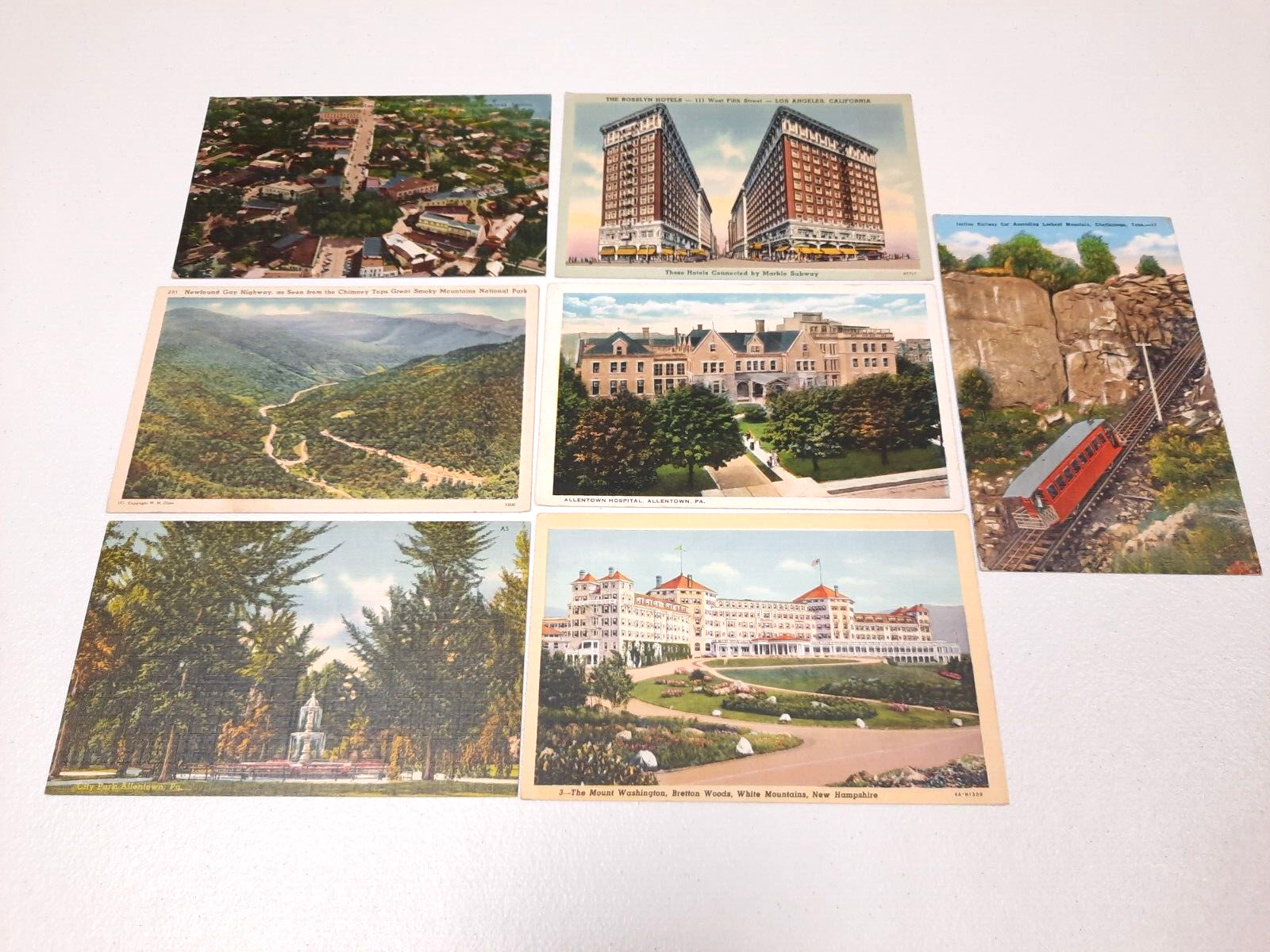 Vintage Postcard Lot Of 7 Different Linen Cloth Airbrush Antique Early 1900